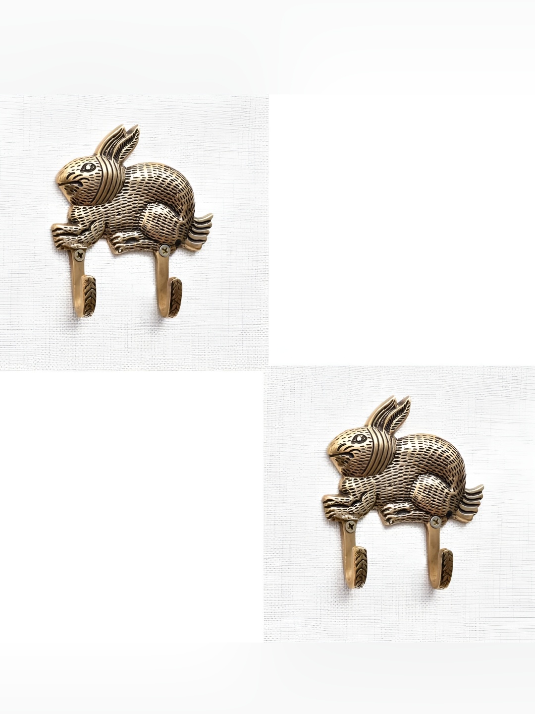 

IndianShelf Gold-Toned & Black 2 Pieces Rabbit Brass Wall Hooks