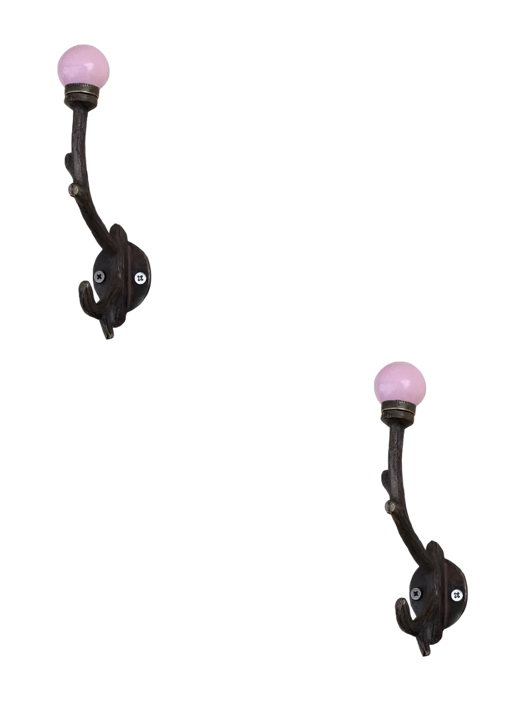 

IndianShelf Pink 2 Pieces Ceramic Tree Wall Hooks