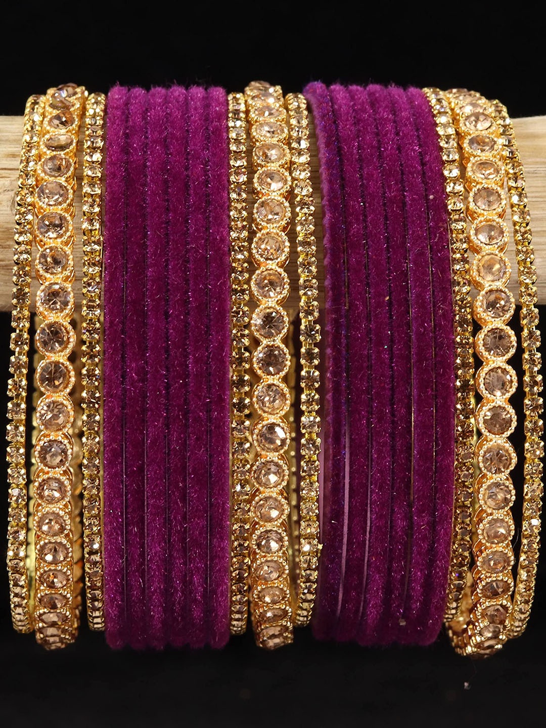 

ZULKA Pack Of 42 Zircon Gemstone Studded Bangles, Purple