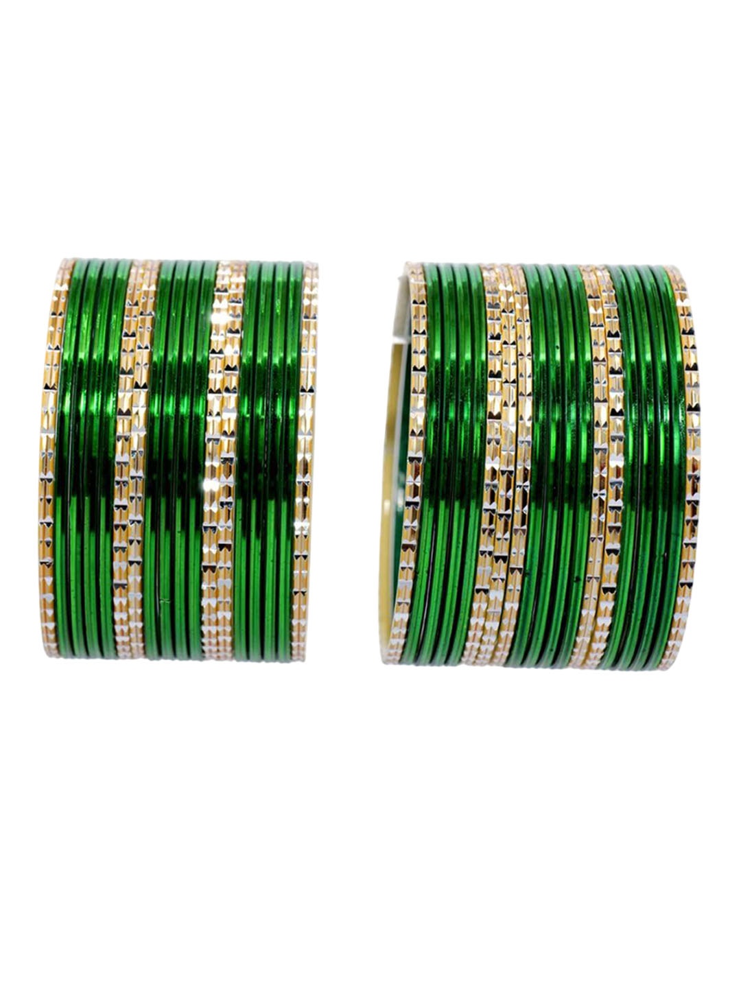 

ZULKA Set of 36 Gold-Plated Bangle, Green