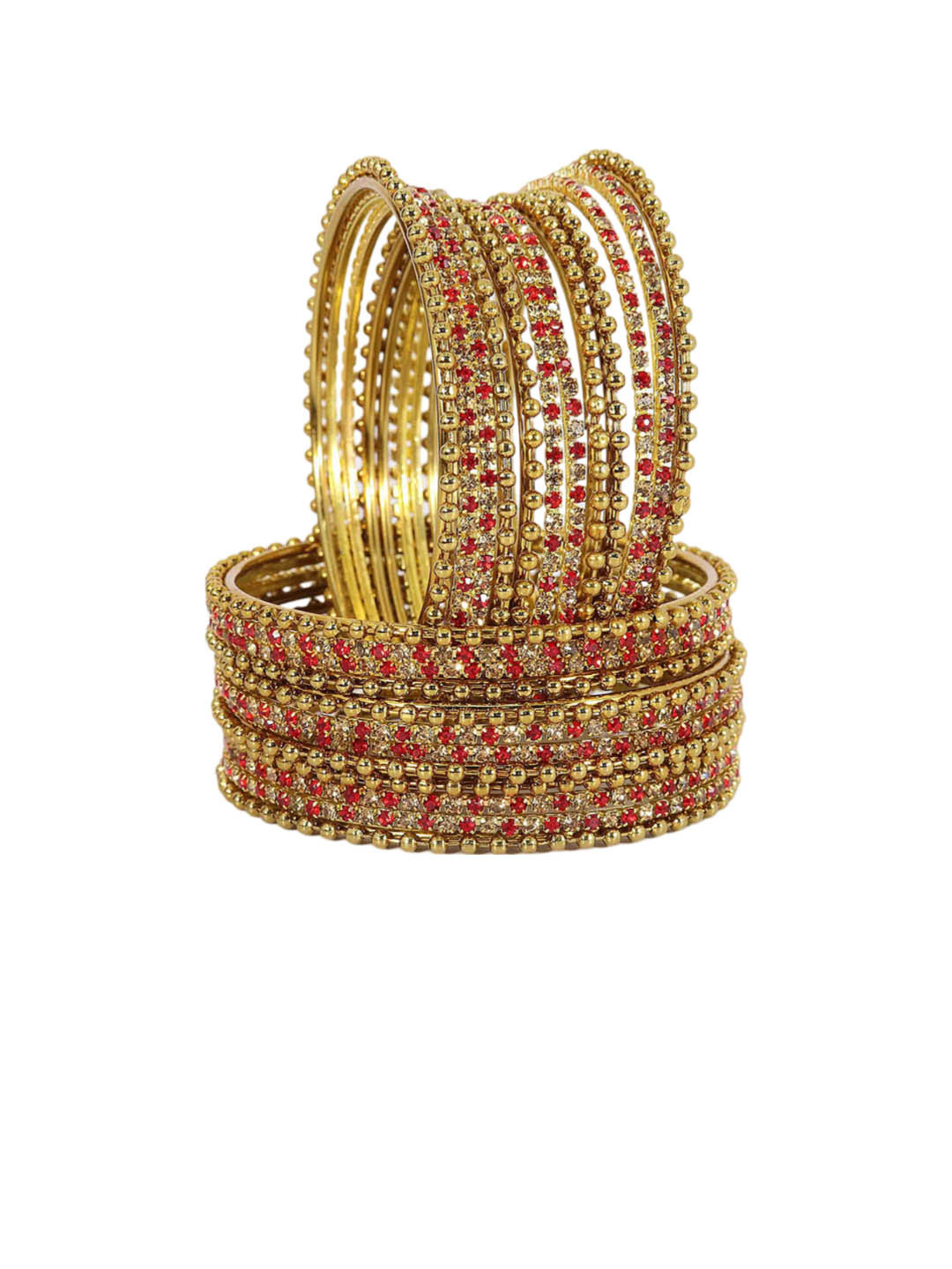 

ZULKA Set of 4 Non-Precious Metal Base Linked with Bracelet Bells Ball Chain Bangles, Gold