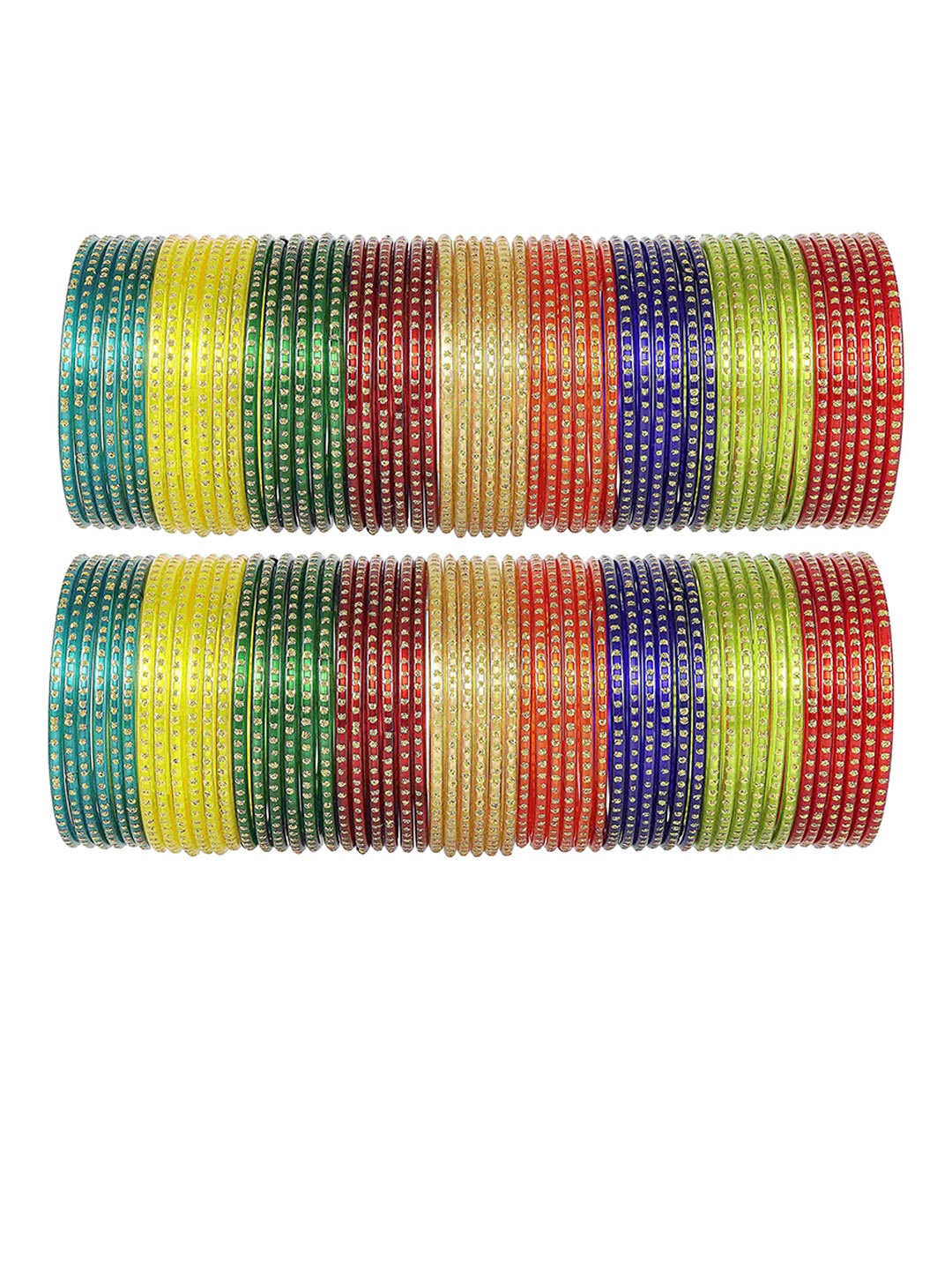 

ZULKA Set of 34 Stylish Glass & Golden Beads Velvet Bangle Fancy Bangles, Blue