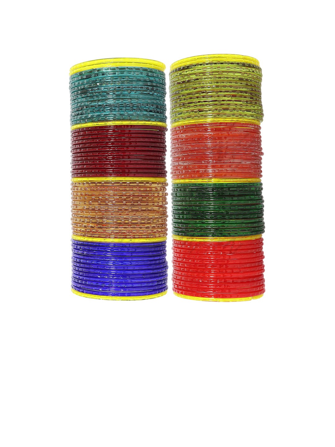 

ZULKA Set of 96 Glass Golden Zari Bangles, Multi