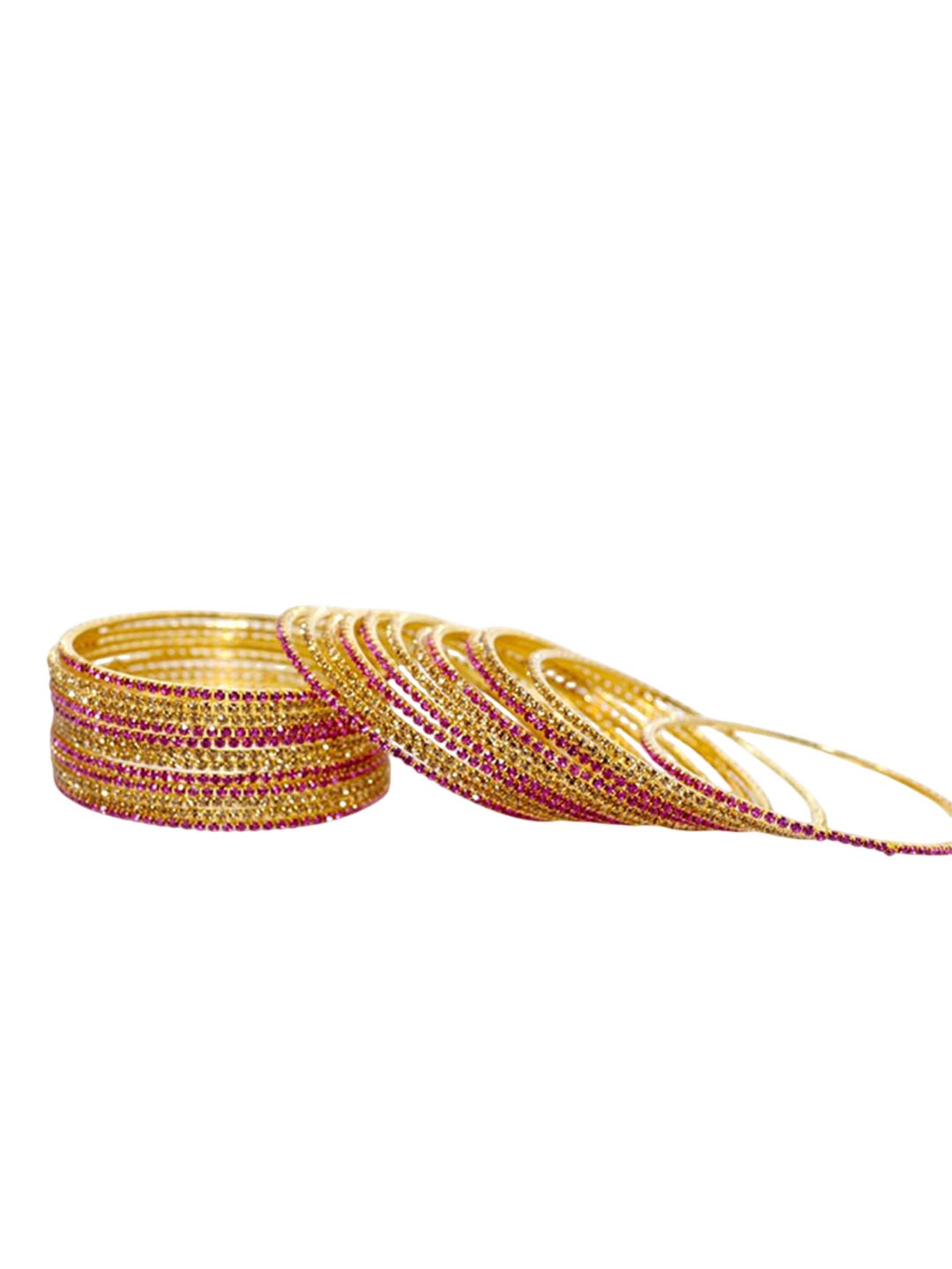 

Set of 30 Non-Precious Metal with Zircon Gemstone and Ball Chain Linked Plain Bangles, Blue