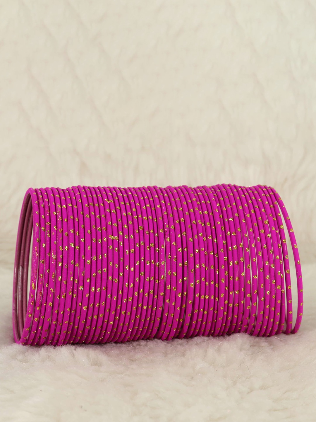 

ZULKA Set Of 48 Polka Dot-Detail Bangles, Gold