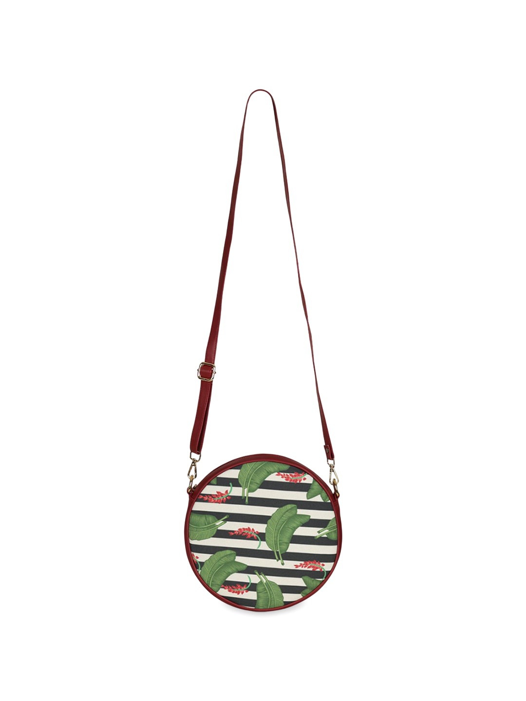 

India Circus by Krsnaa Mehta Unisex Floral Printed Half Moon Sling Bag, White