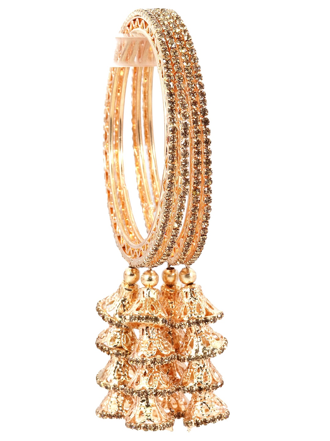 

ZULKA Set of 4 Stylish Gold Plated Alloy Metal Latkan Bangle