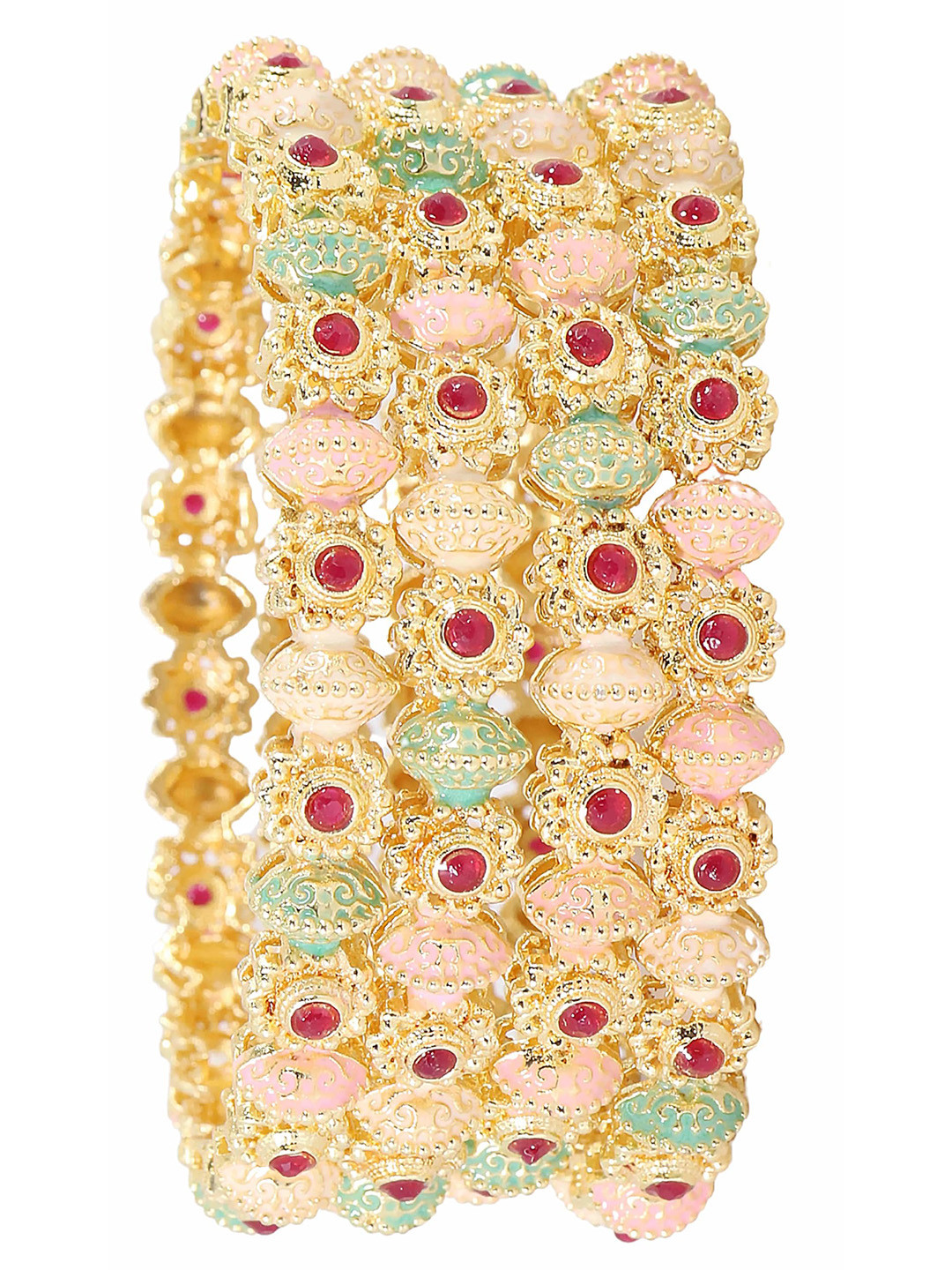 

ZULKA Set of 4 Gold-Plated Zircon Gemstone Bangles