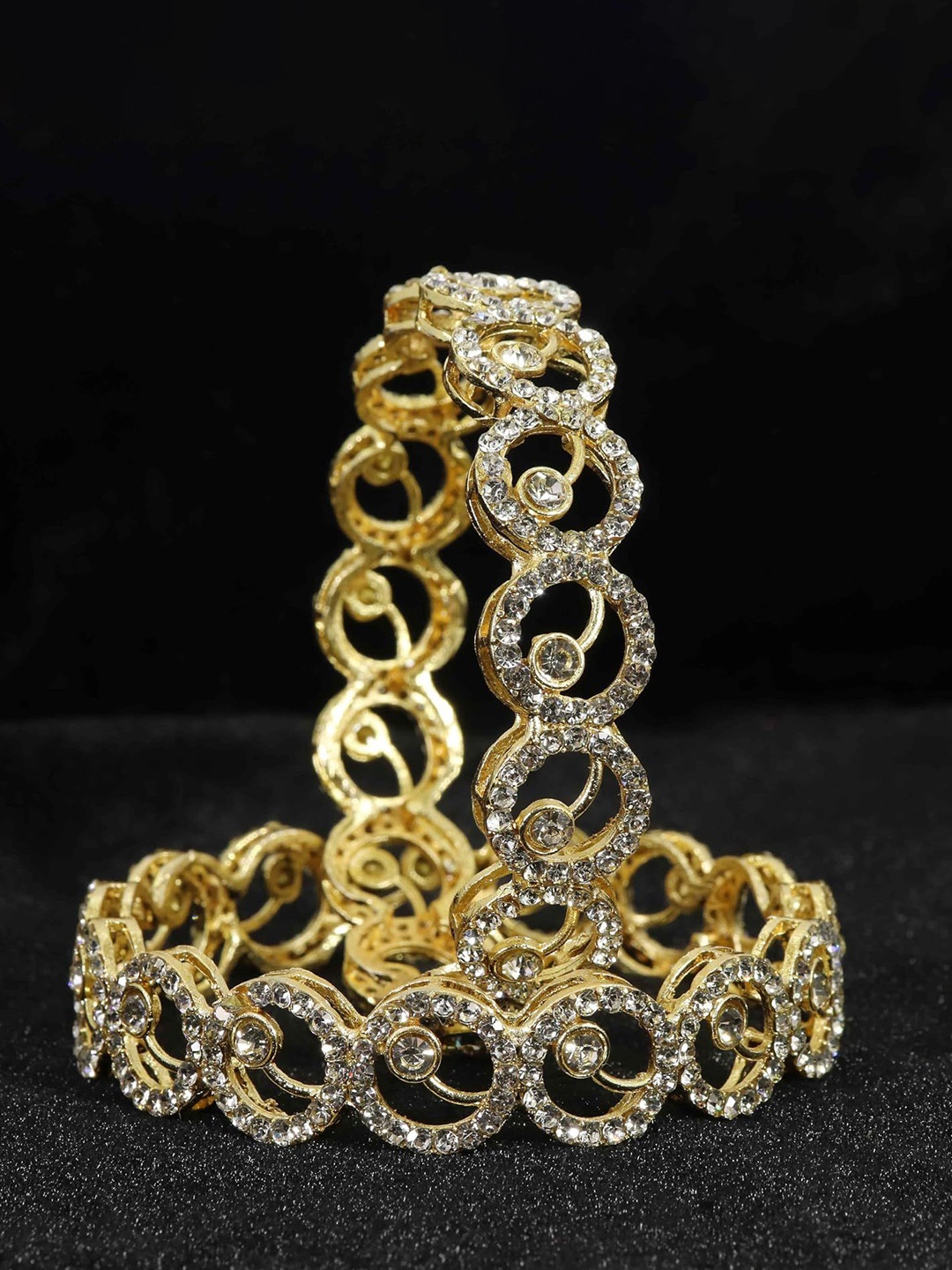 

ZULKA Set of 2 Gold Plated American Diamond Metal Bangles