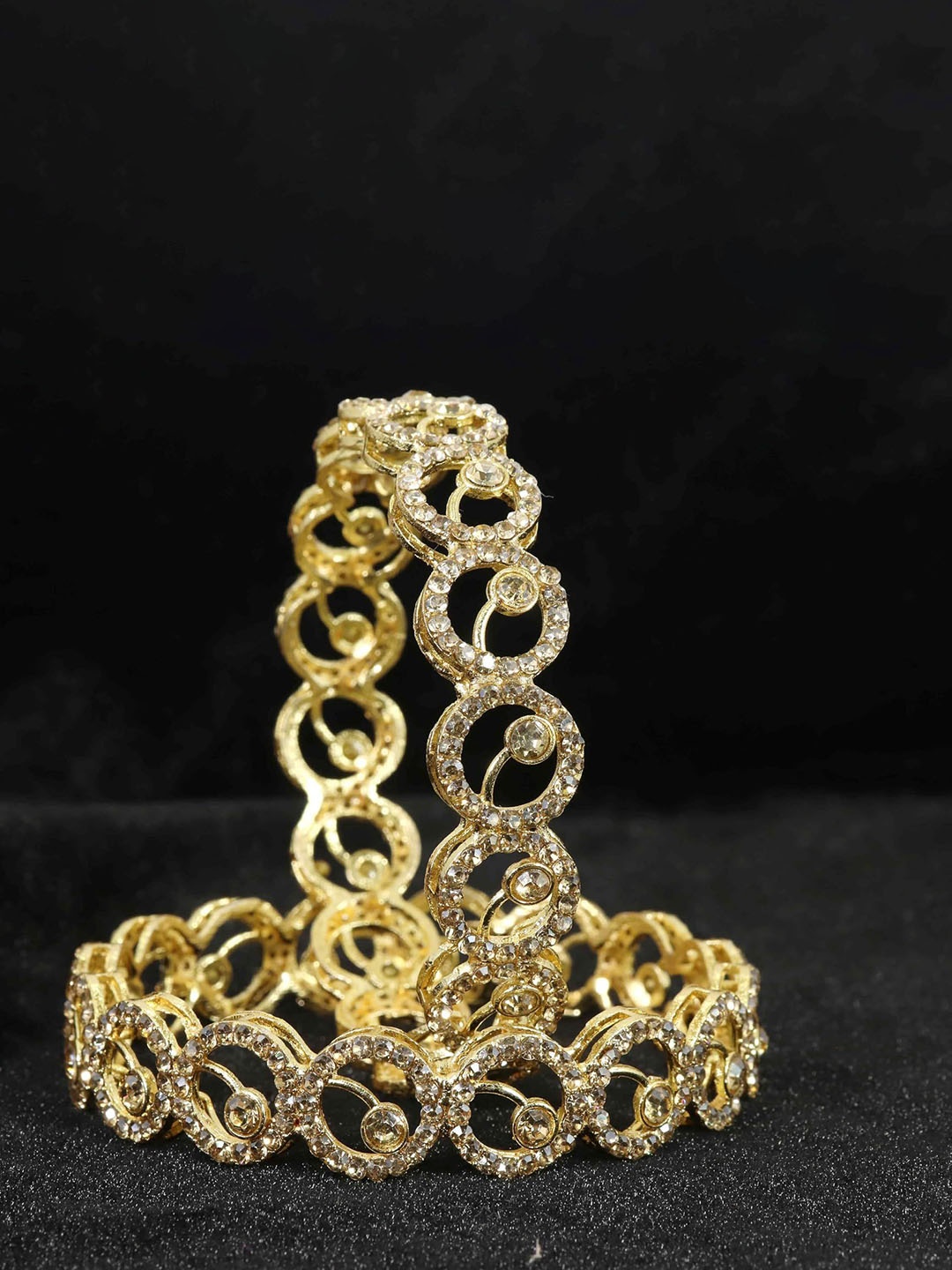 

ZULKA Set of 2 Gold Plated American Diamond Metal Bangles