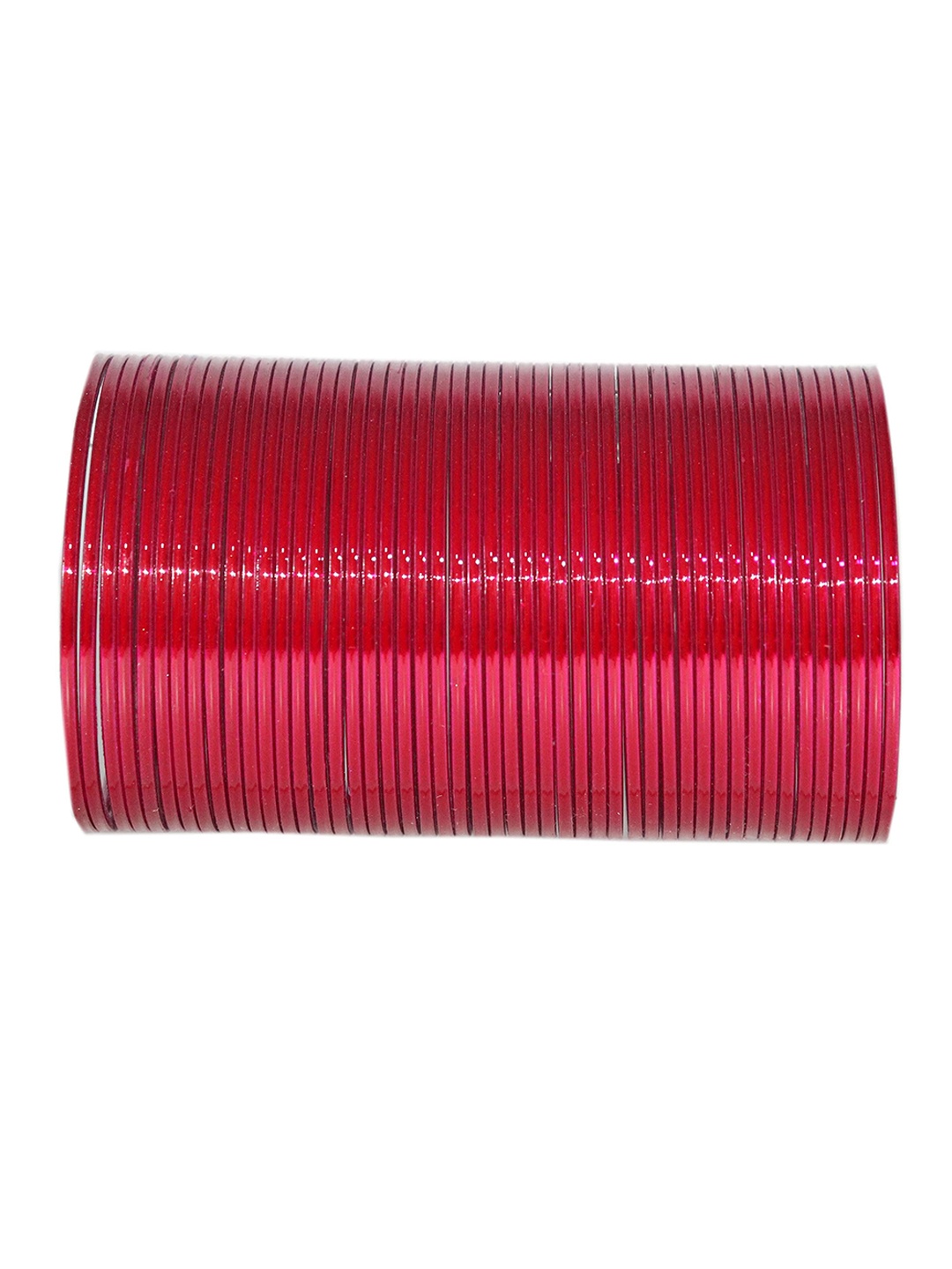 

ZULKA Set of 48 Alloy Base Plain Glossy Finished Metal Bangles, Red