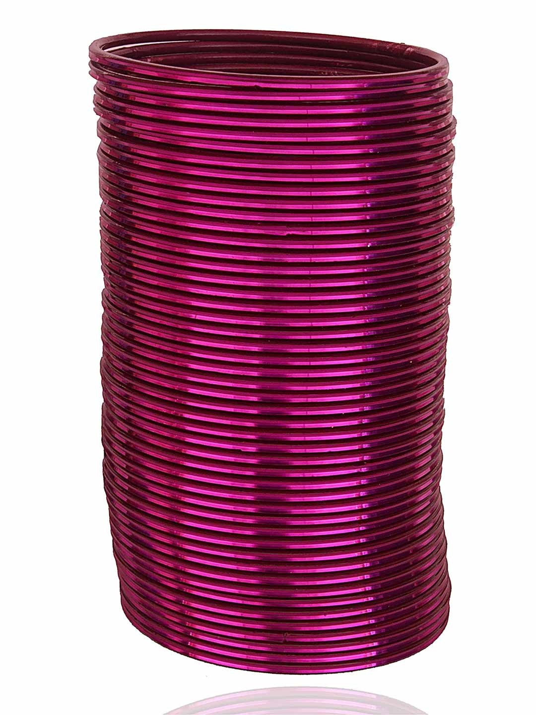 

ZULKA Set of 48 Simple Plain Glossy Finished Metal Bangles, Purple