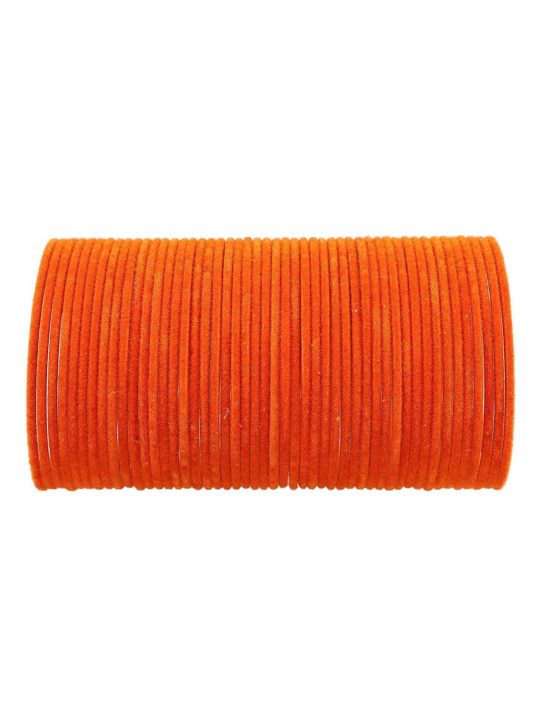ZULKA Set of 48 Plain Velvet Finish Metal Bangle, Orange