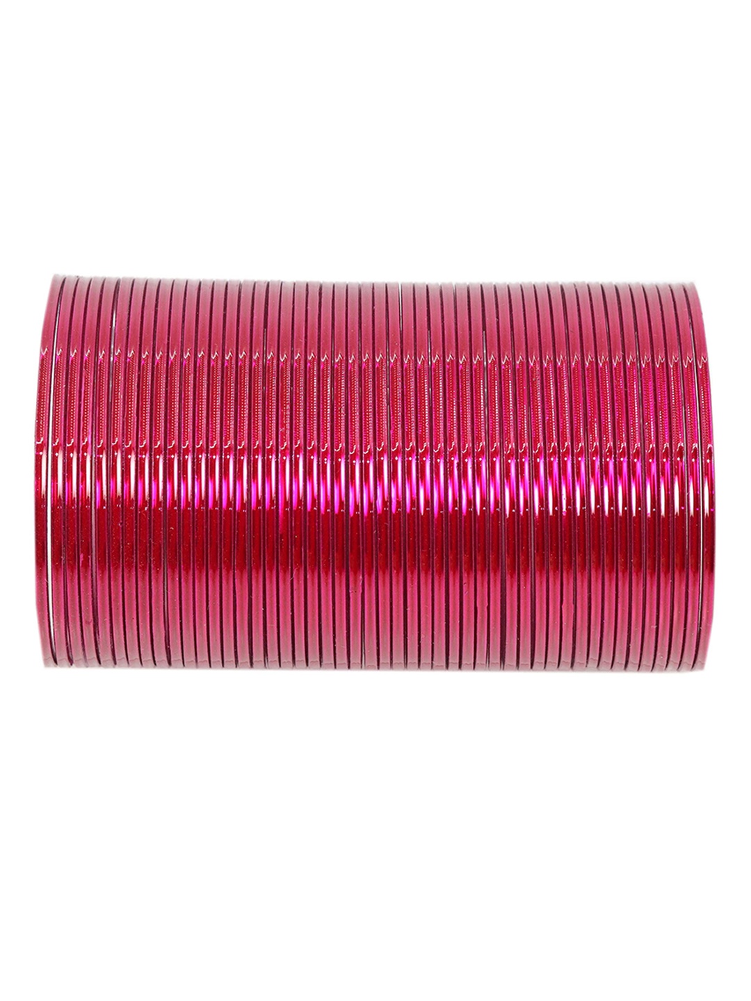 

ZULKA Set of 48 Simple Plain Glossy Finish Metal Bangles, Pink
