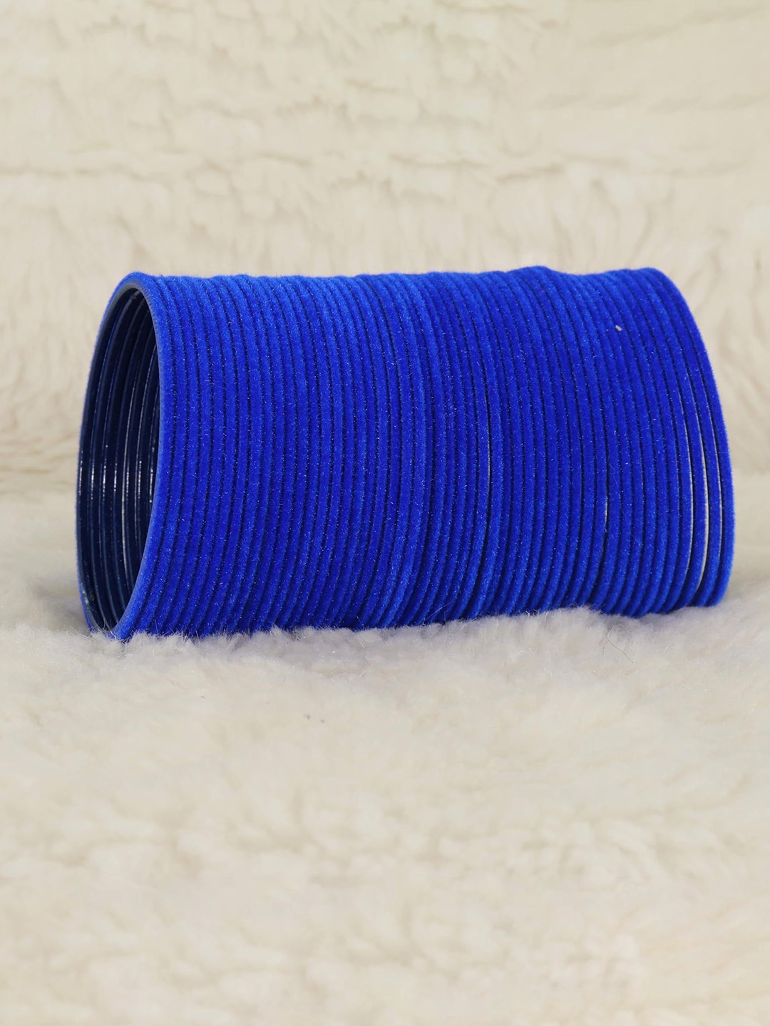 

ZULKA Set of 48 Plain Velvet Finish Metal Bangles, Blue