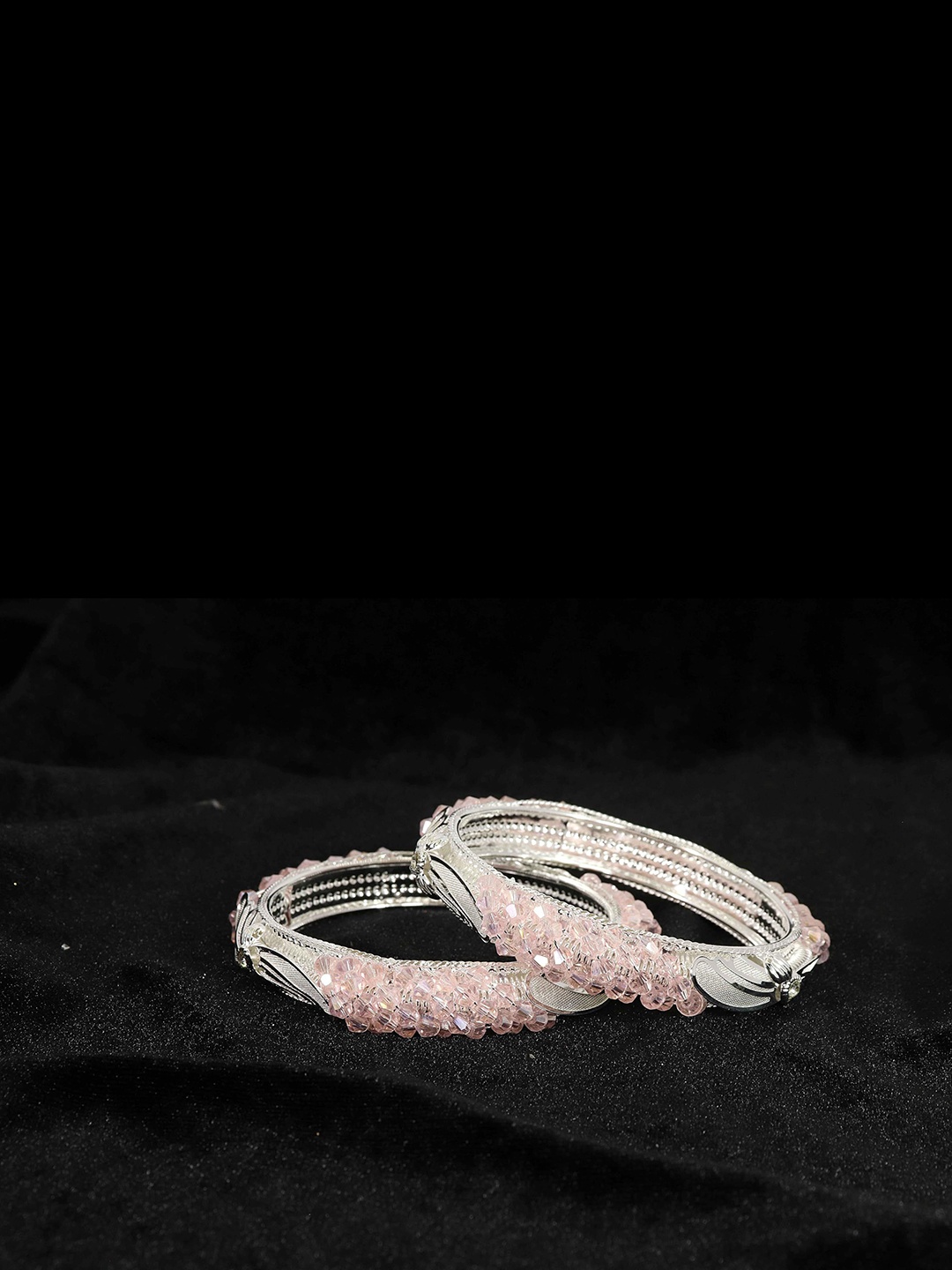 

ZULKA Set of 2 Alloy with Zircon Diamond & Pearls Bangles Kada, Pink