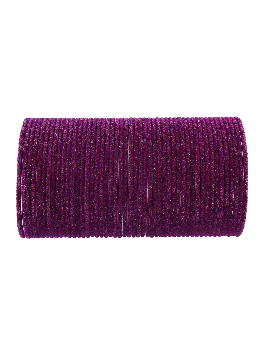 ZULKA Set of 48 Plain Velvet Finish Metal Bangles, Purple