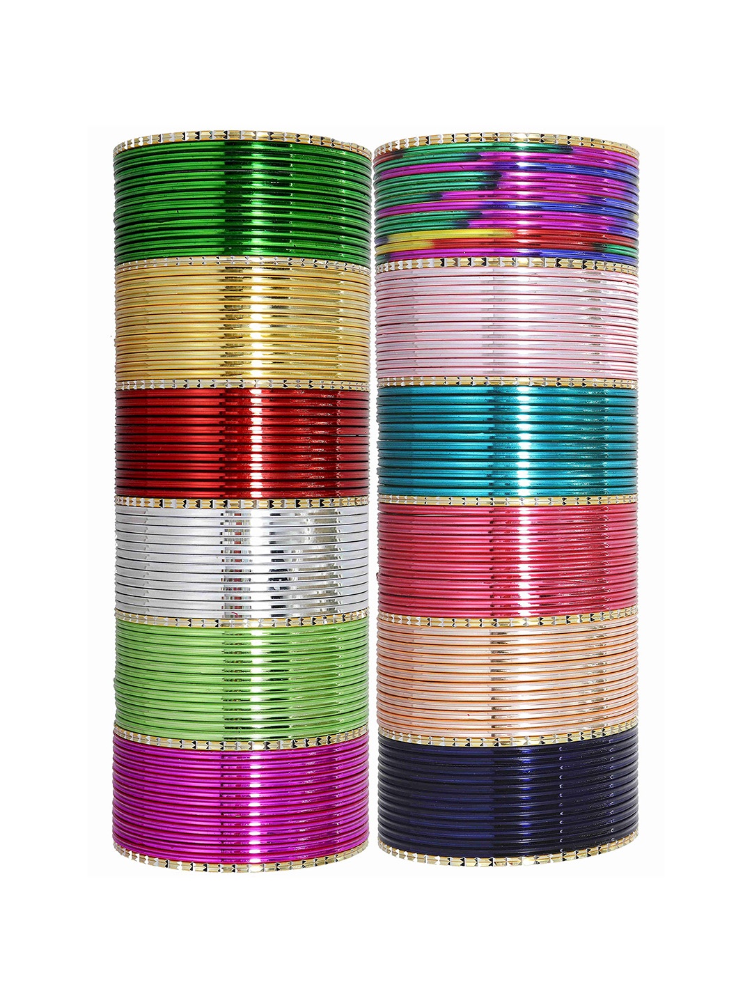 ZULKA Set of 158 Simple Cut Edges Metal Bangles, Green