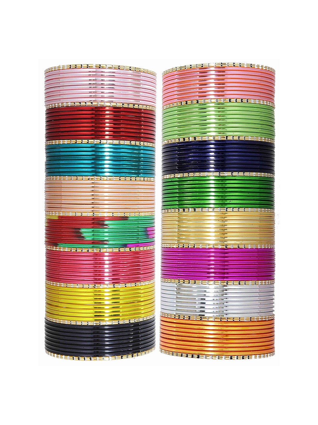 

ZULKA Set of 146 Metal with Cutting and Smooth Edges Bangles, Multi