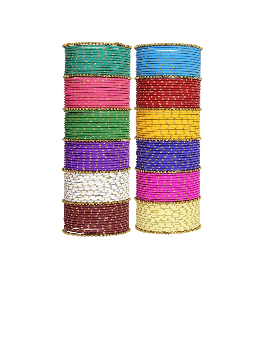 

ZULKA Set of 158 Zari Pattern and Ball Chain Linked Bangles, Multi