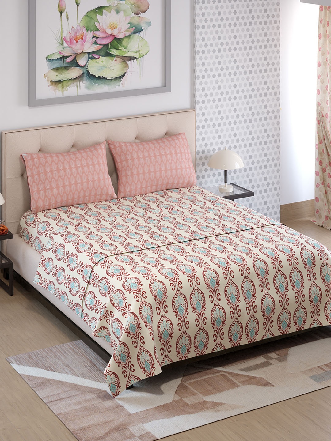 

Color Sense Maroon Ethnic Motifs Printed Microfiber Queen Bedsheet Set 2.42 m x 2.21 m