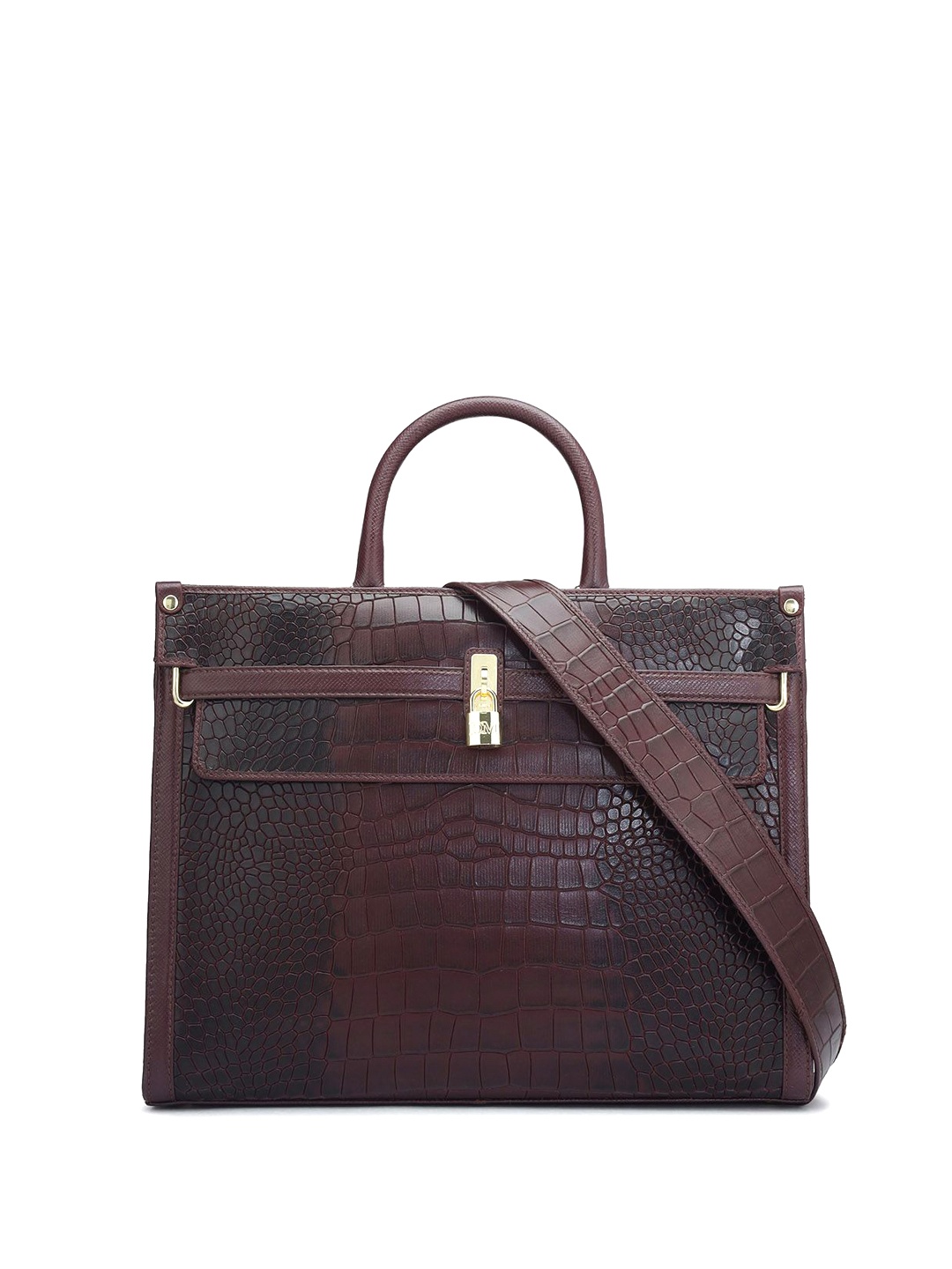 

Da Milano Women Textured Structured Leather Handheld Bag, Brown