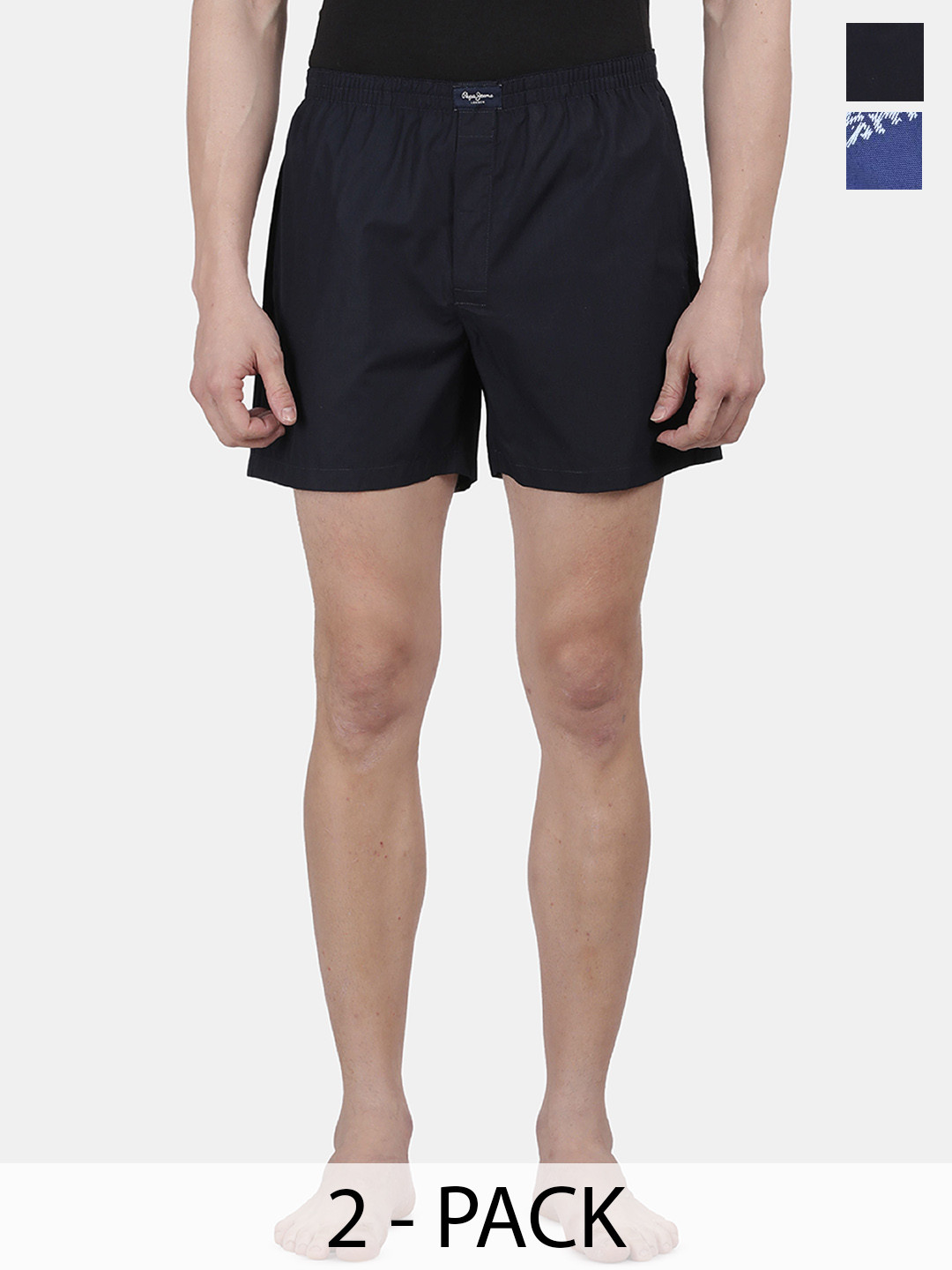 

Pepe Jeans Men Pack of 2 Printed Pure Cotton Boxers, Navy blue