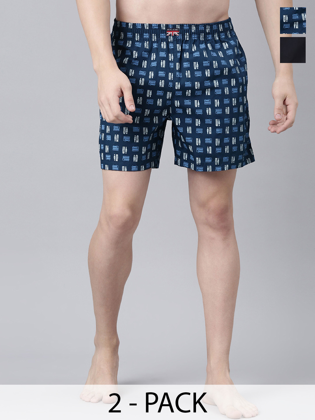 

Pepe Jeans Men Pack Of 2 Pure Cotton Boxers, Navy blue