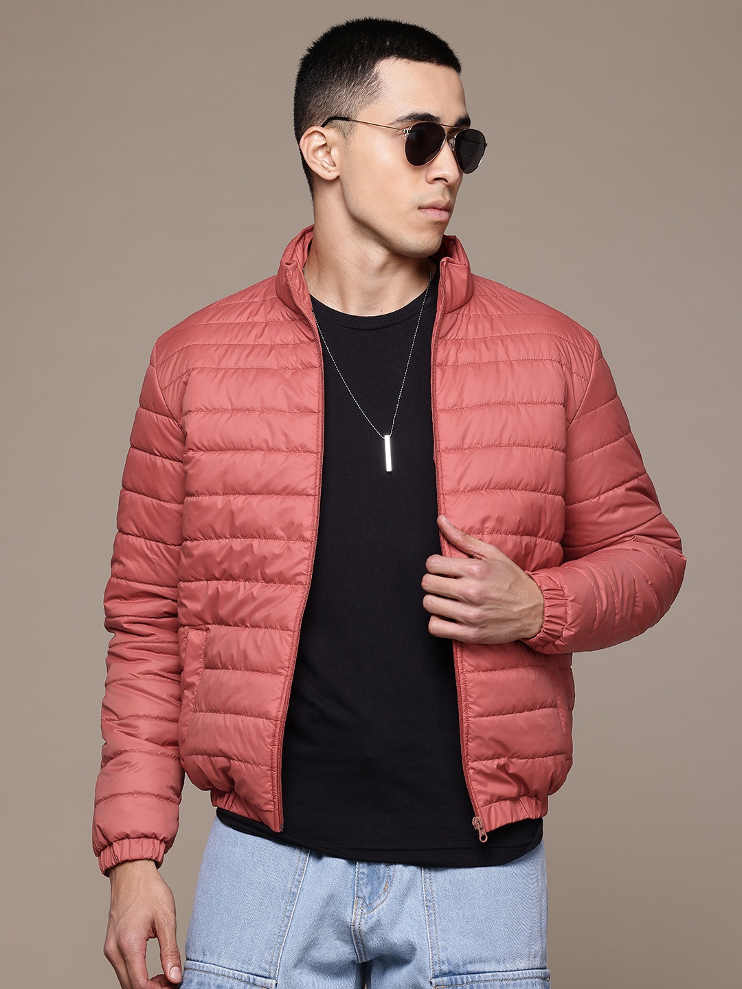 

The Roadster Lifestyle Co. Men Lightweight Puffer Jacket, Red
