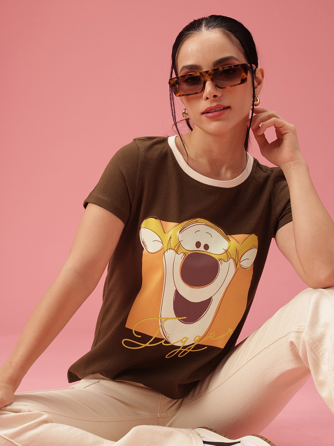 

DressBerry Winnie The Pooh Printed Regular T-shirt, Brown