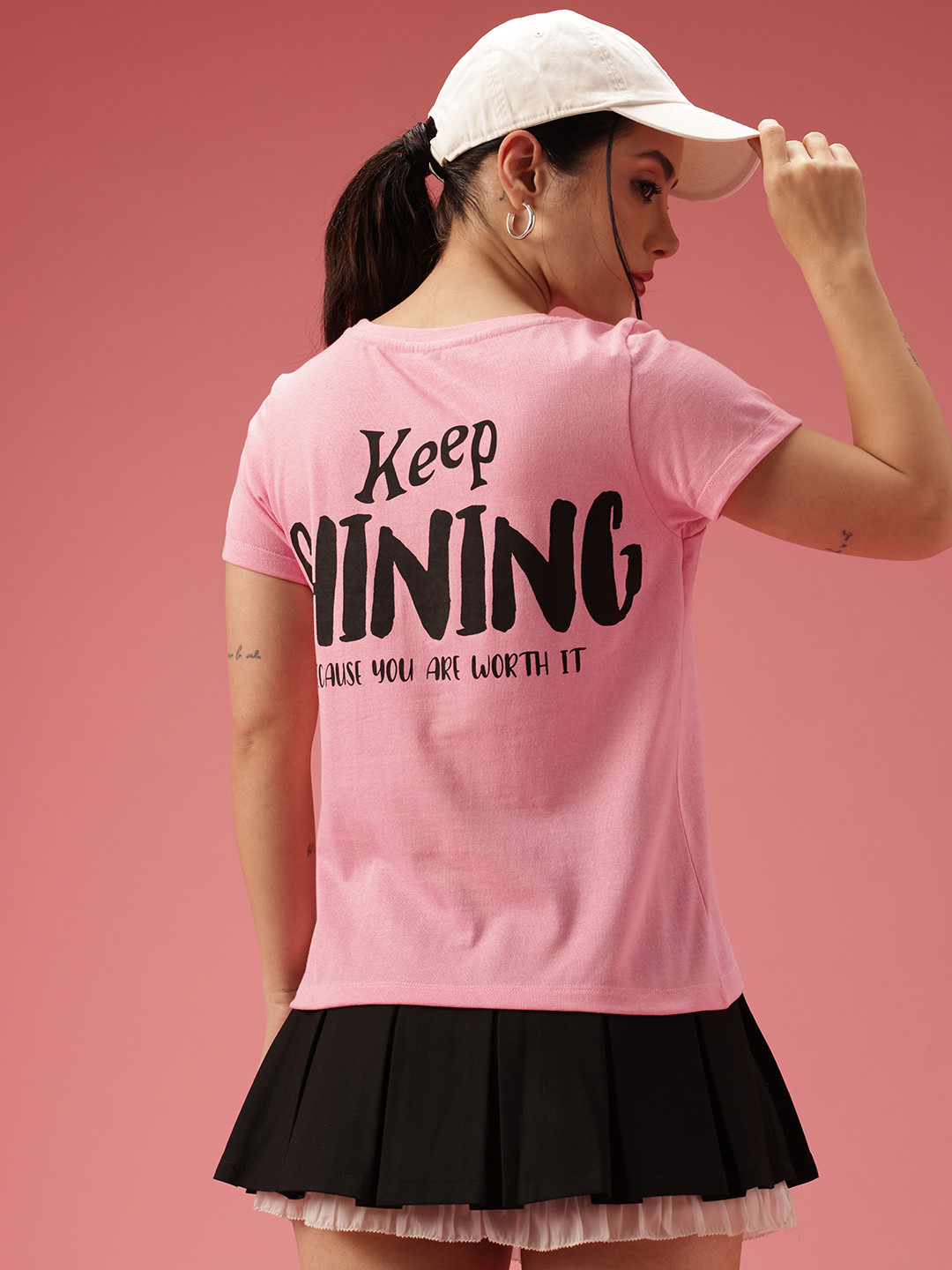 

DressBerry Typography Printed T-shirt, Pink