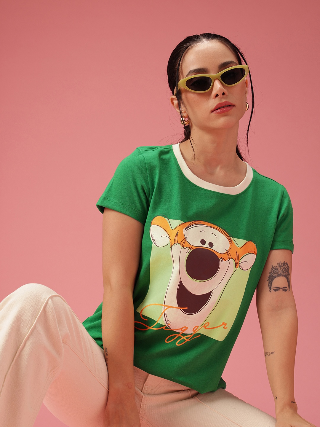 

DressBerry Winnie The Pooh Printed Regular T-shirt, Green