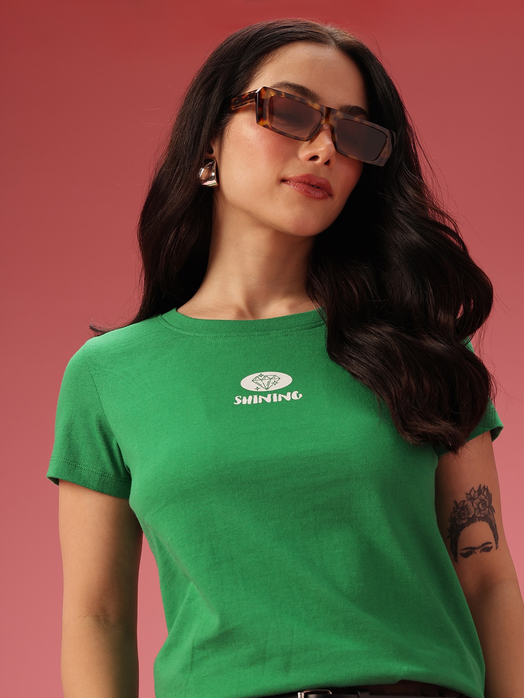 

DressBerry Typography Printed T-shirt, Green