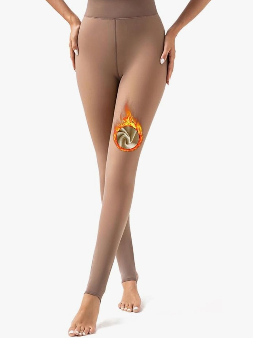 

Qenixo Women Ankle-Length Slip-On Leggings, Brown