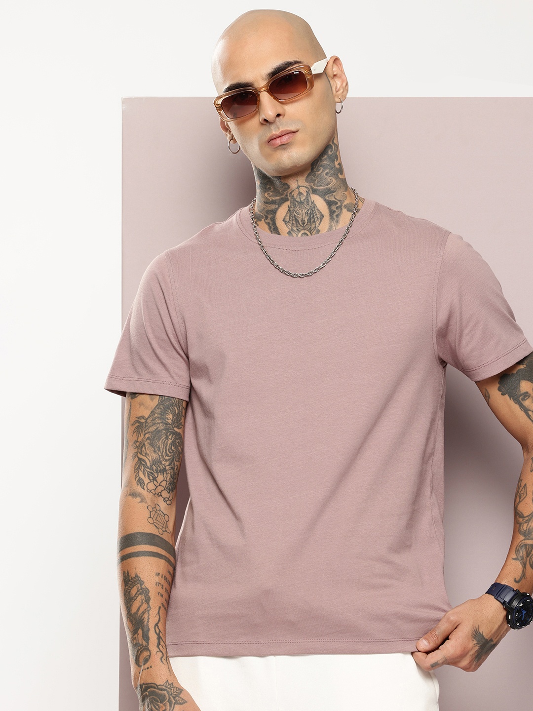 

Kook N Keech Round Neck Pure Cotton T-shirt, Mauve
