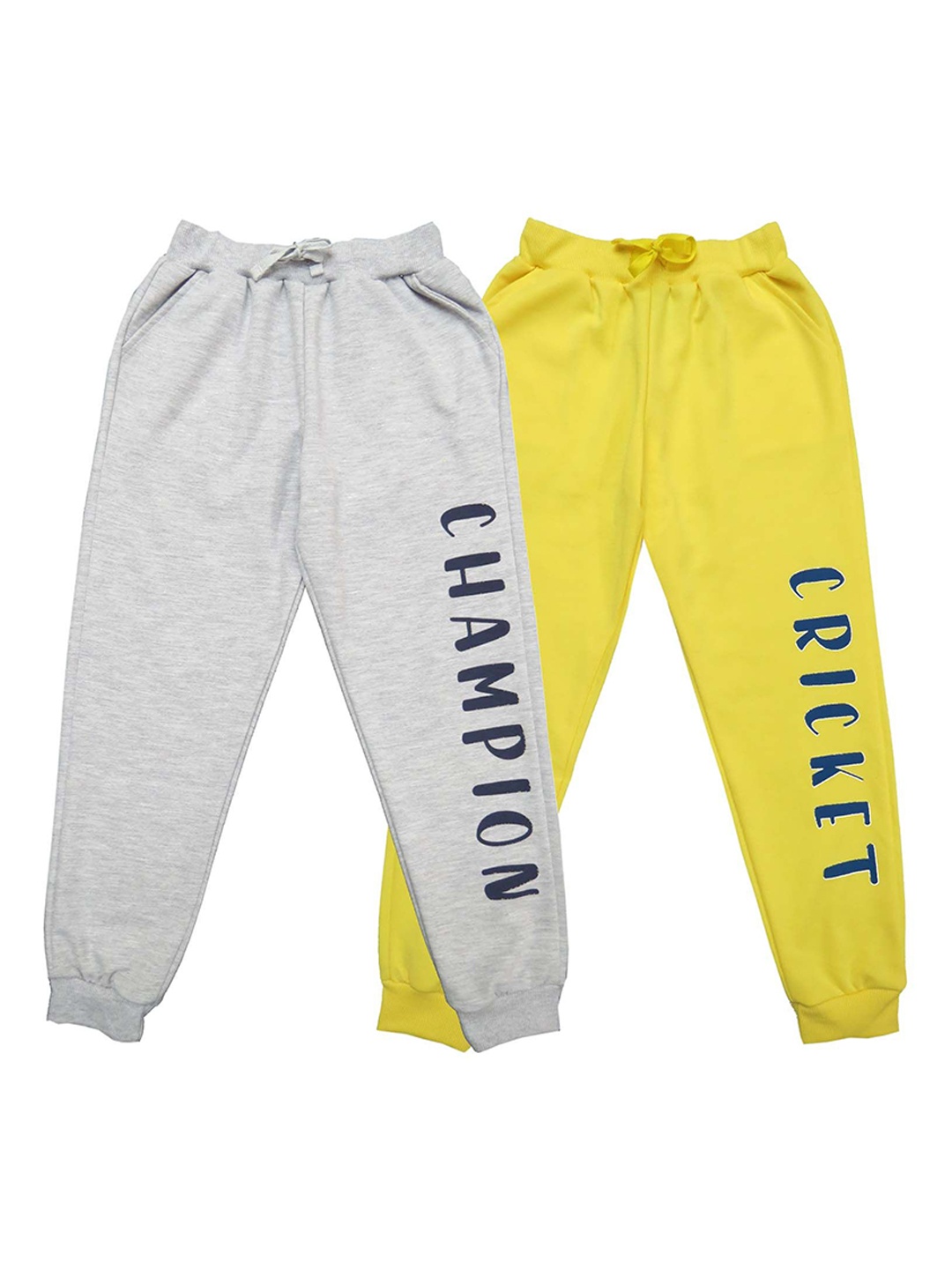 

Clothe Funn Boys Pack Of 2 Printed Mid Ride Joggers, Yellow
