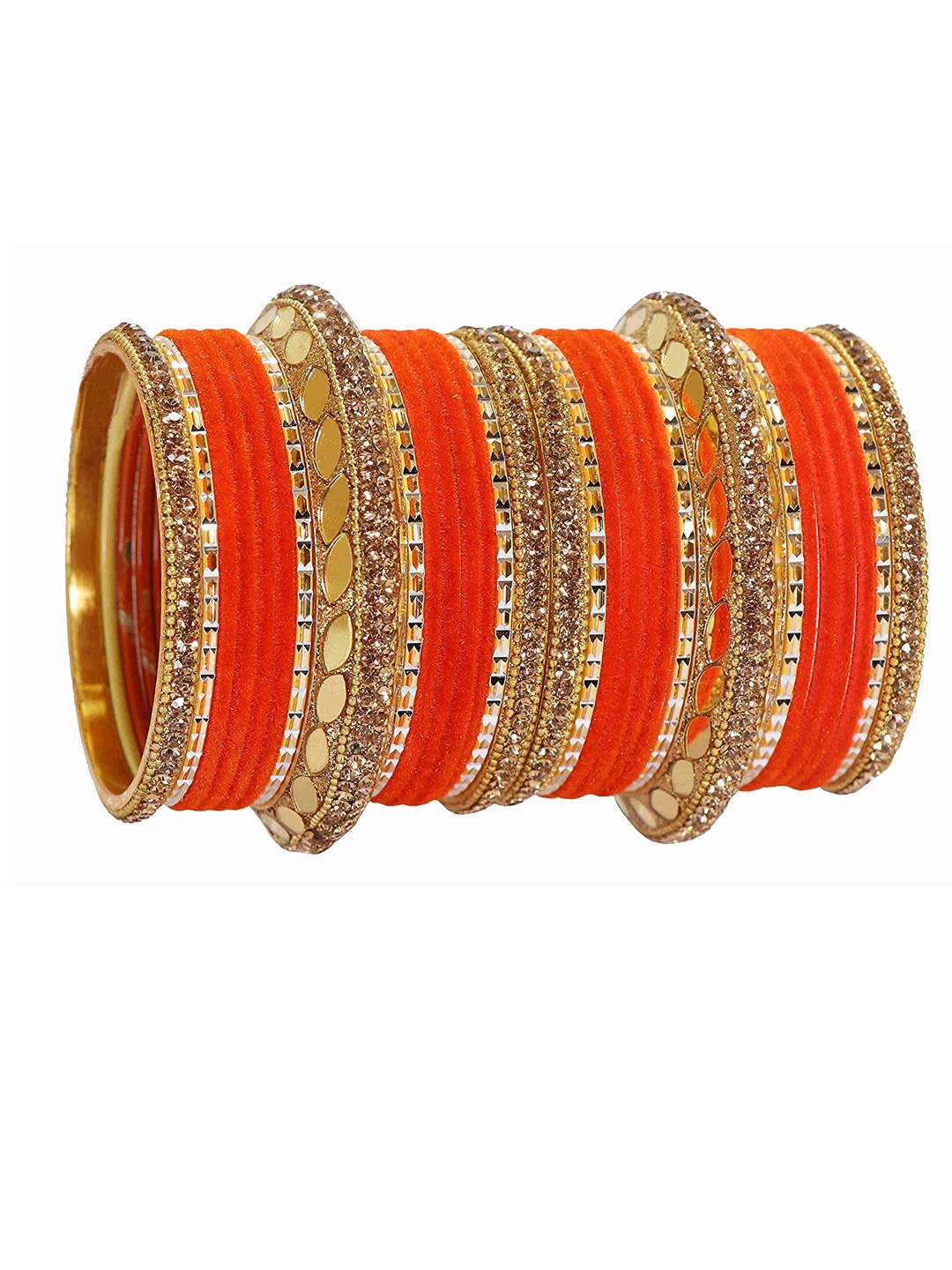 

ZULKA Set of 30 Gold Plated Zircon Stone Premium Bangles, Pink