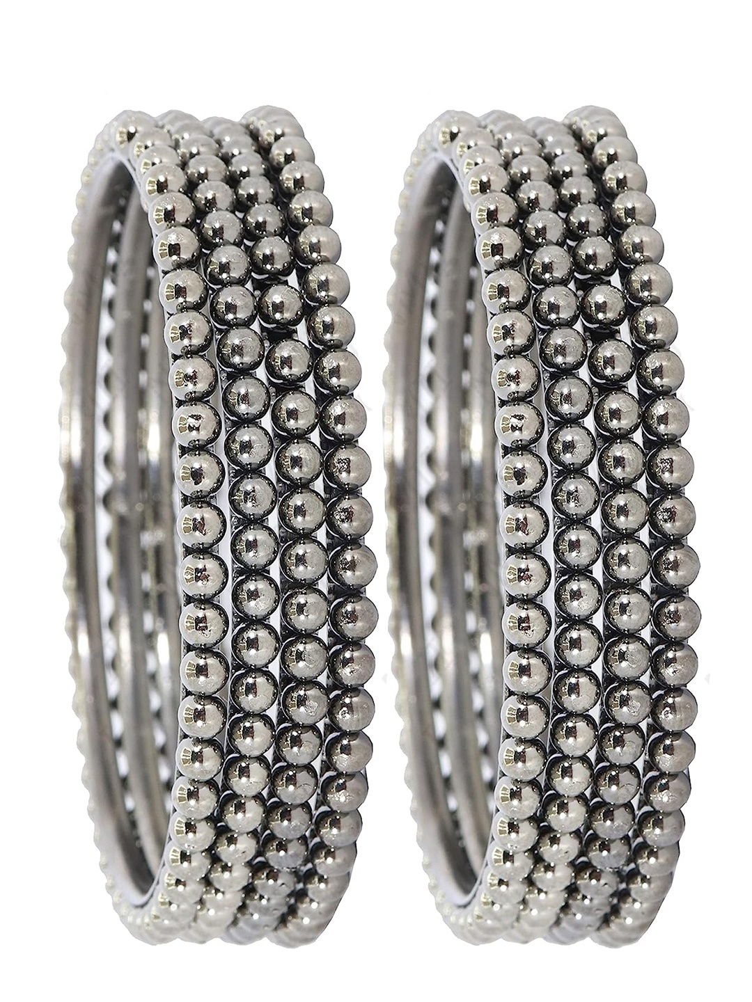 

ZULKA Set of 4 Ball Chain Linked Glossy Finished Kada Bangles, Gold