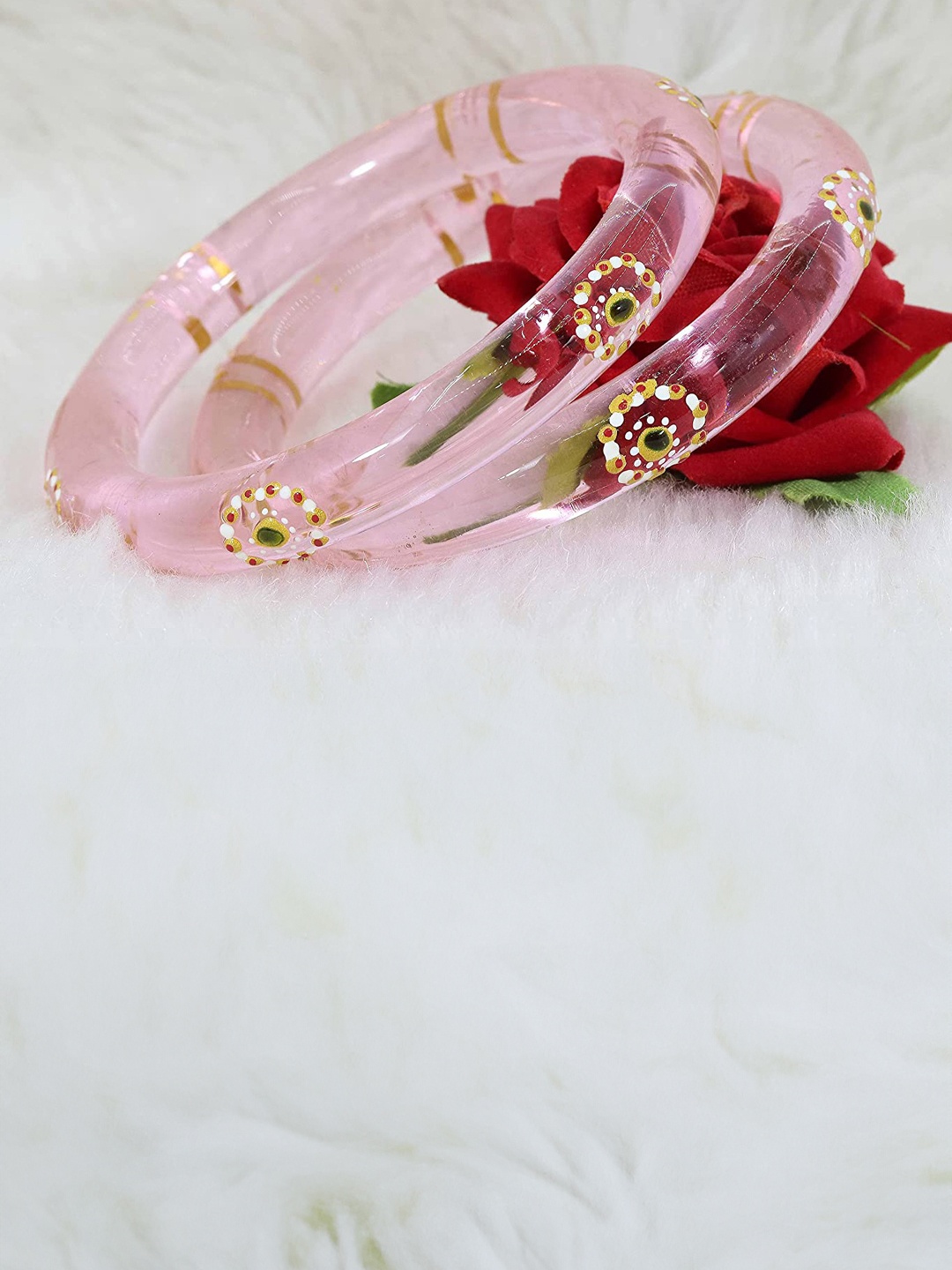 

ZULKA Set of 2 Glass with Polka Dots Printed Sleek Design Kada, Pink