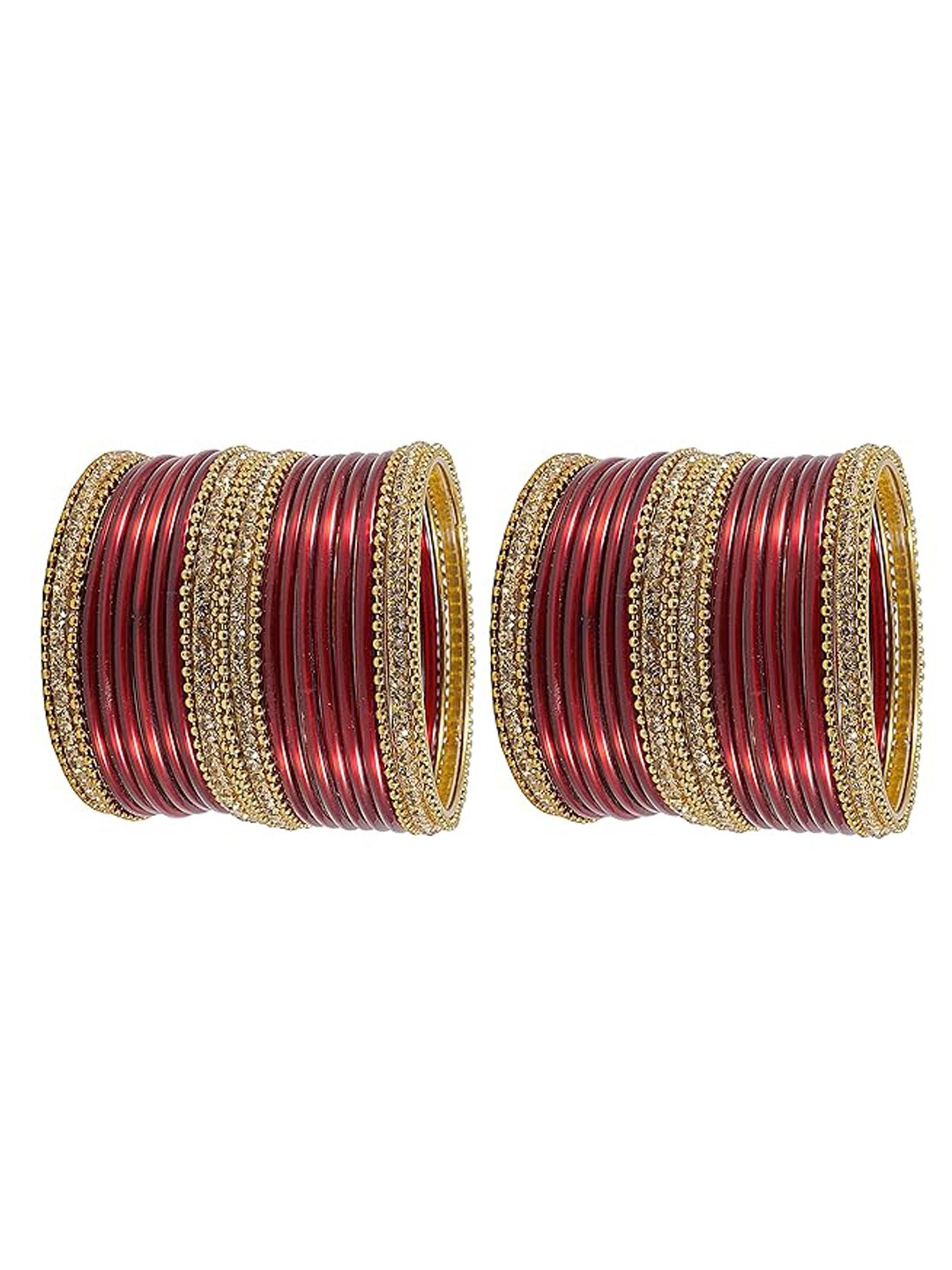 

ZULKA Set OF 48 Glass Zircon Gemstone Bangles, Maroon