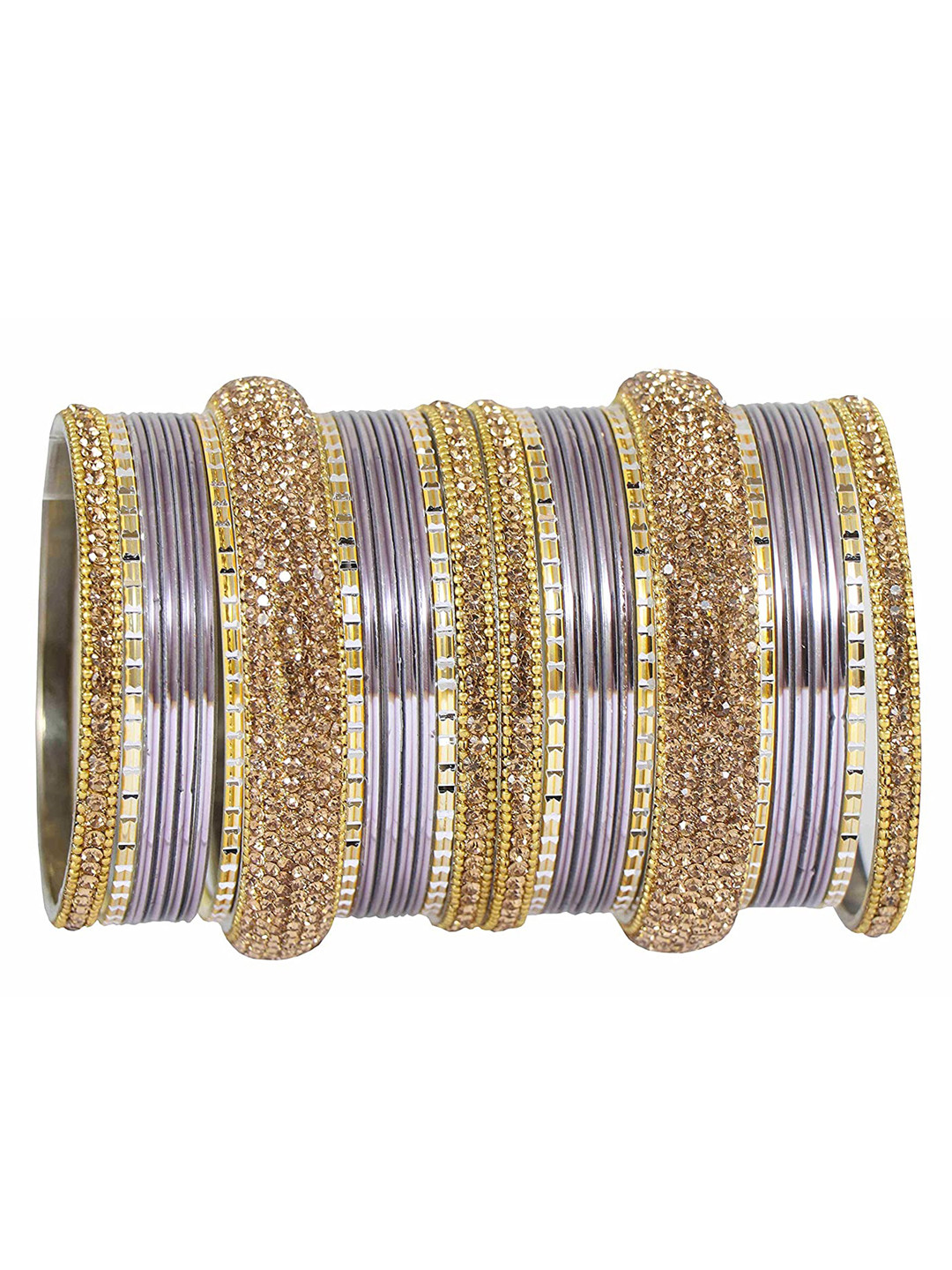 

ZULKA Set of 30 Zircon Gemstone Stone Studded Bangles, Blue