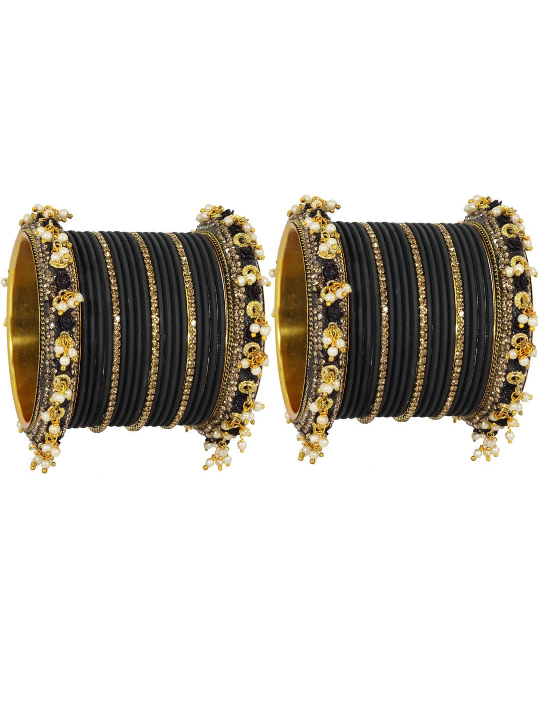 

ZULKA Set of 42 Non-Precious Metal Base with Zircon Gemstone Bangles, Red