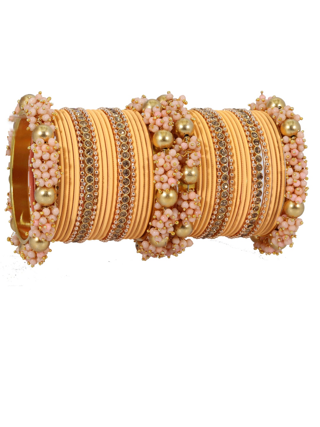 

ZULKA Set Of 40 Stone-Studded & Beaded Bangles, Pink