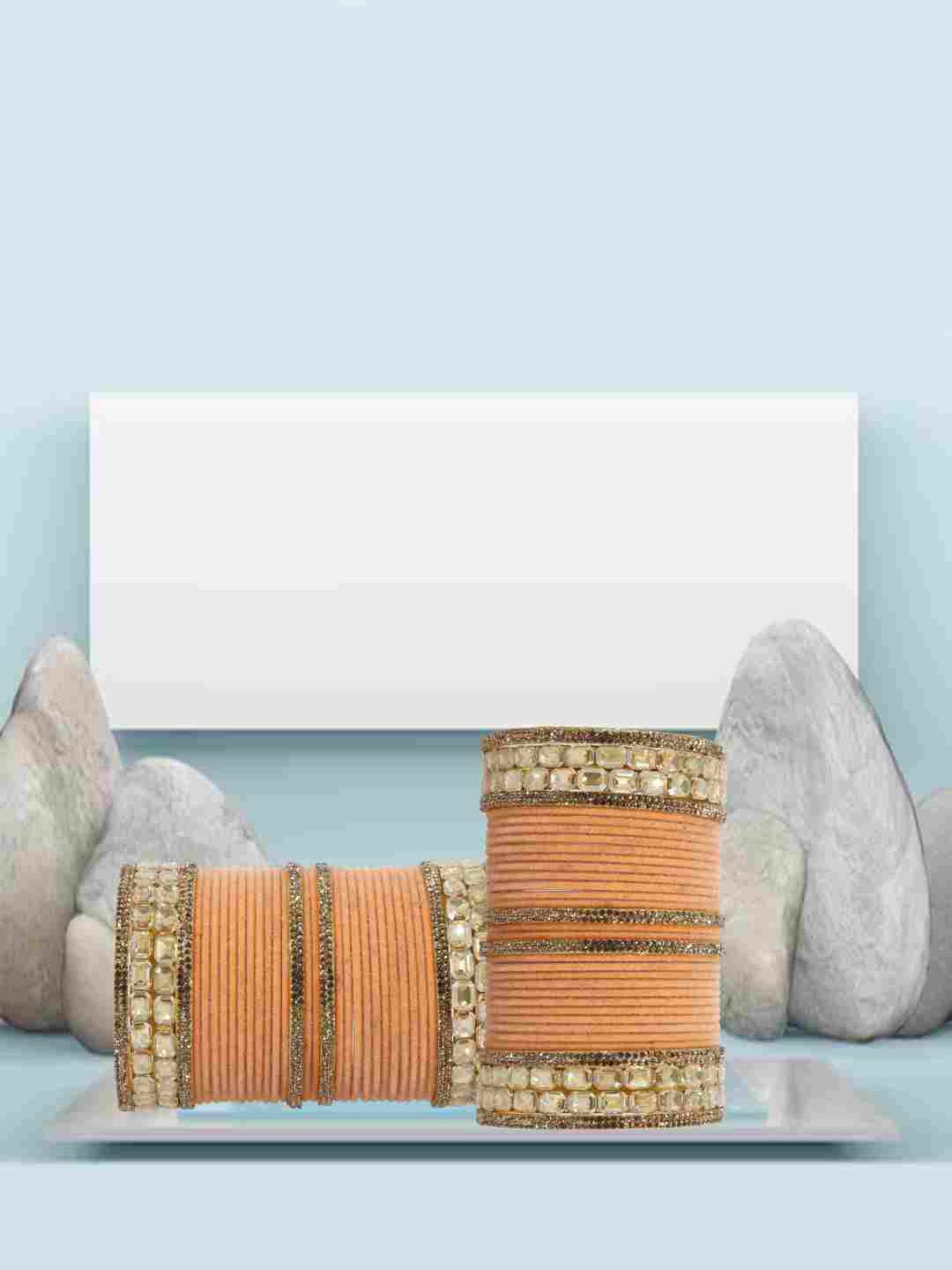 

ZULKA Set of 68 Zircon Gemstone and Velvet Bangles, Gold