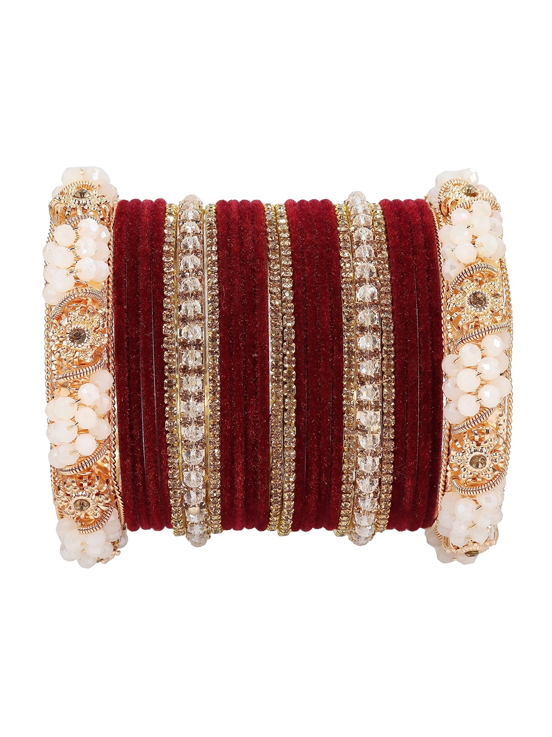 

ZULKA Set of 66 Velvet Finish Bridal Chuda, Gold