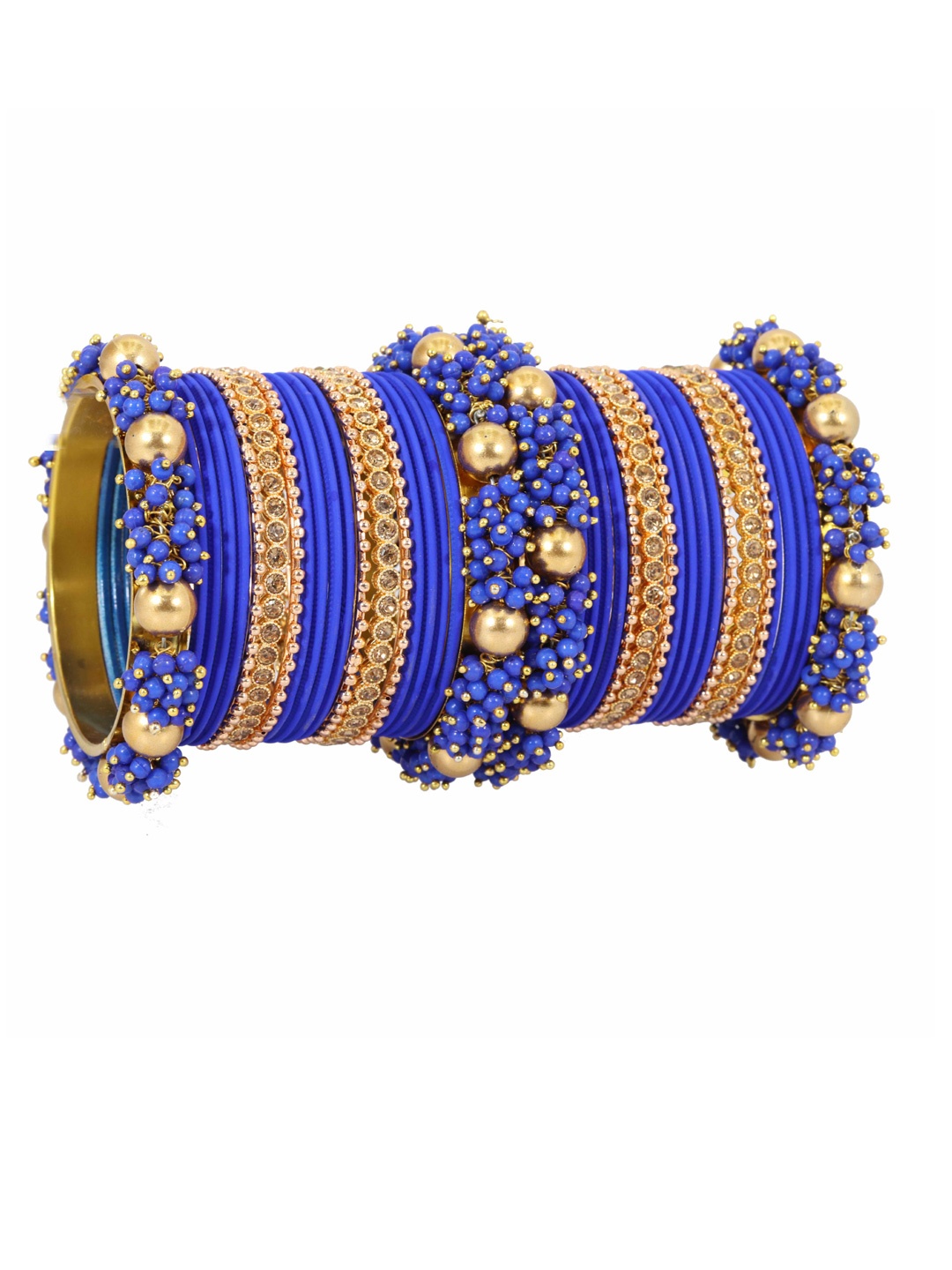 

ZULKA Set of 42 Metal with Base Metal and Zircon Gemstone with Pearls Studded Matte, Navy blue