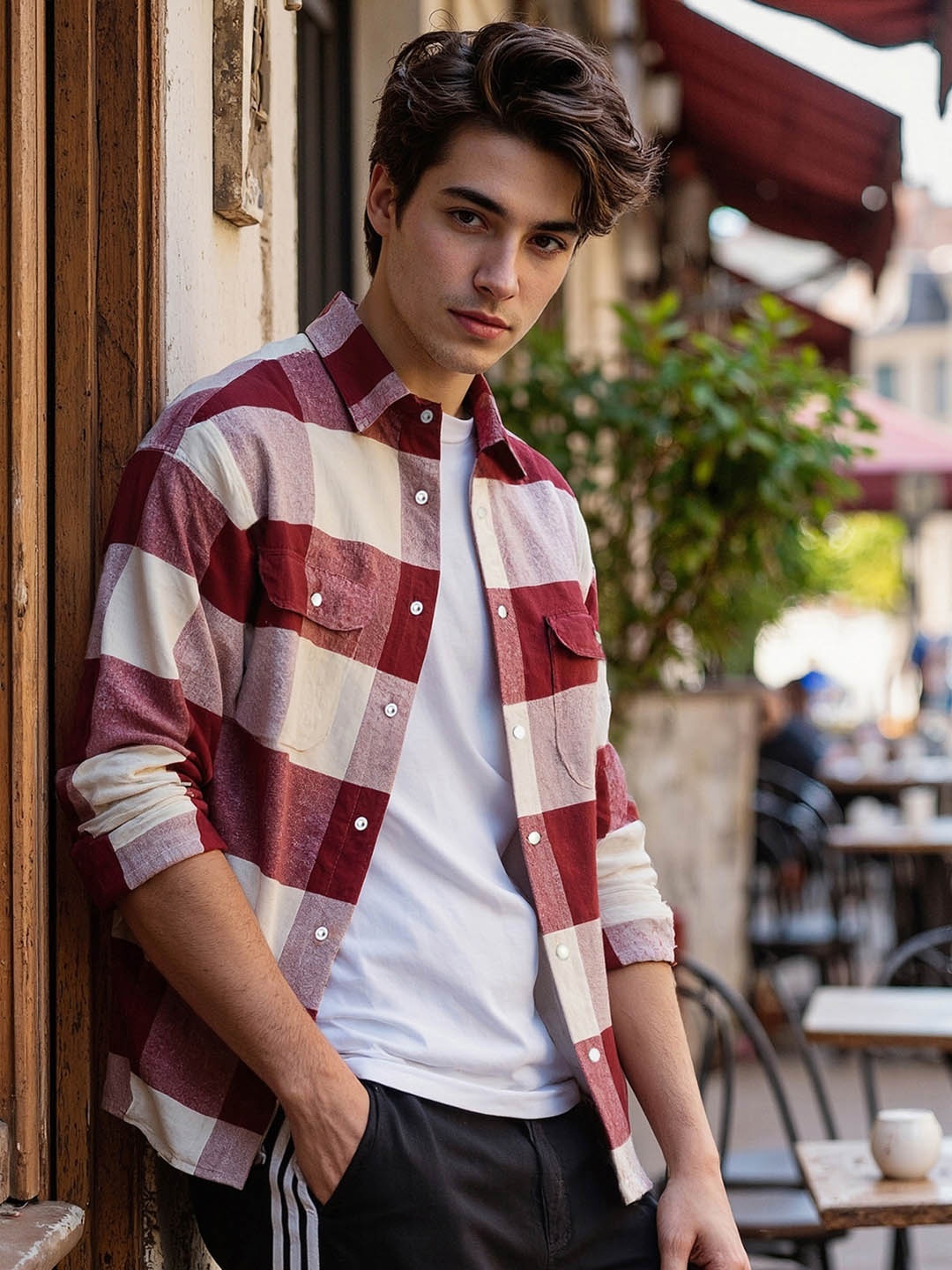 

Bewakoof Men Standard Spread Collar Buffalo Checked Cotton Oversized Casual Shirt, Mauve