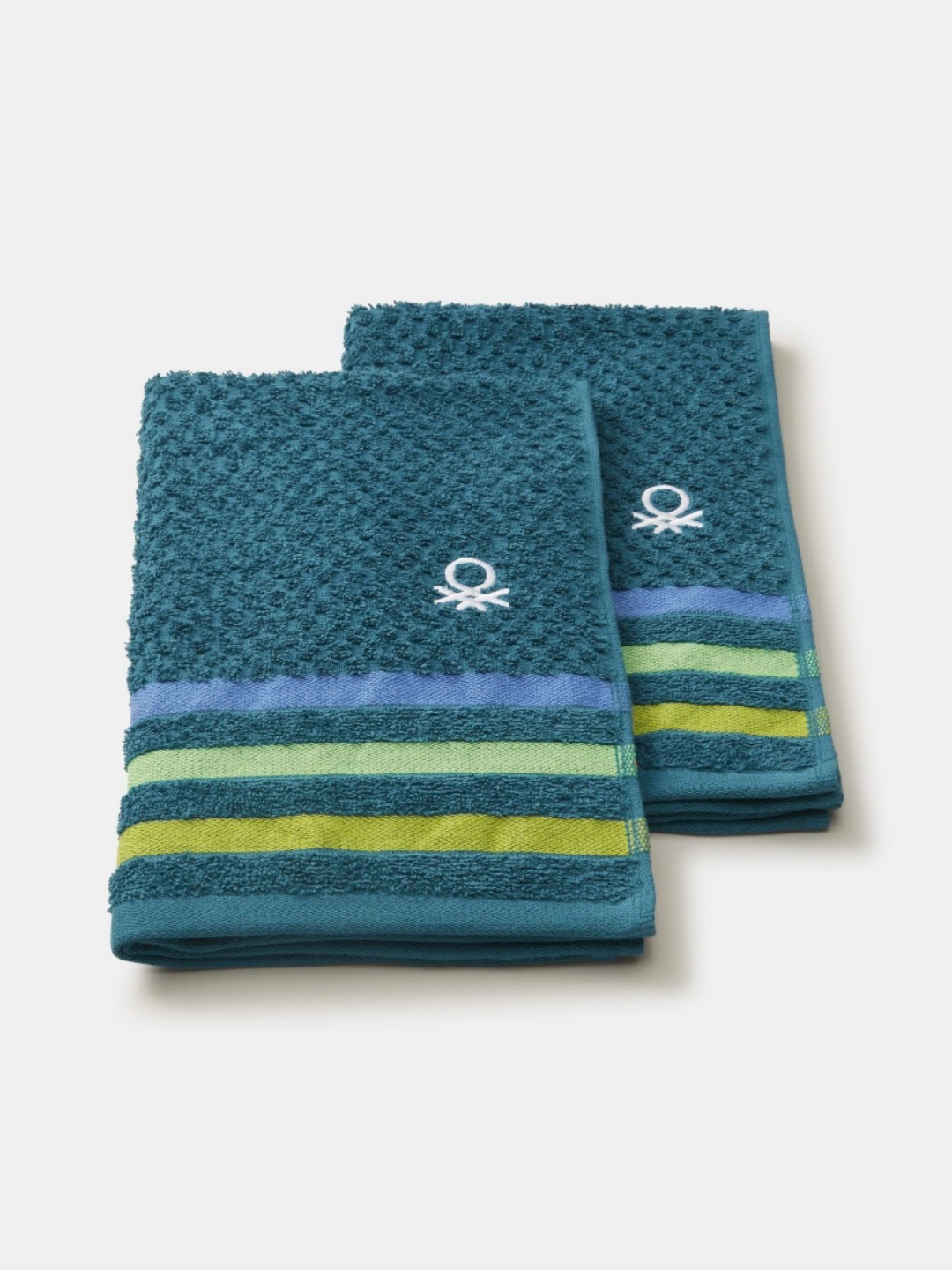 

United Colors of Benetton Rainbow 2 Pieces Blue 450 GSM Pure Bamboo Cotton Hand Towels