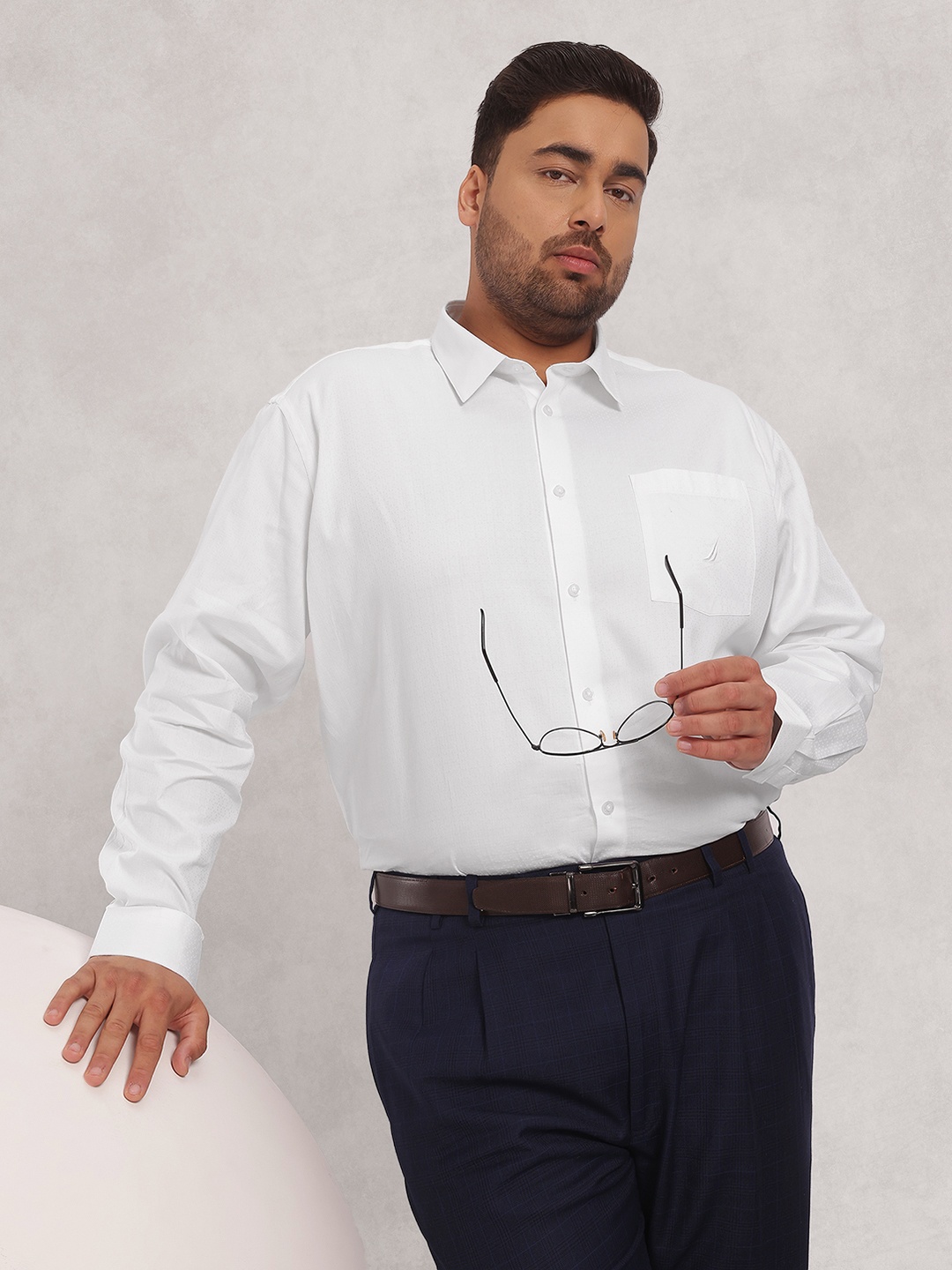 

Nautica Men Premium Plus Size Pure Cotton Formal Shirt, White