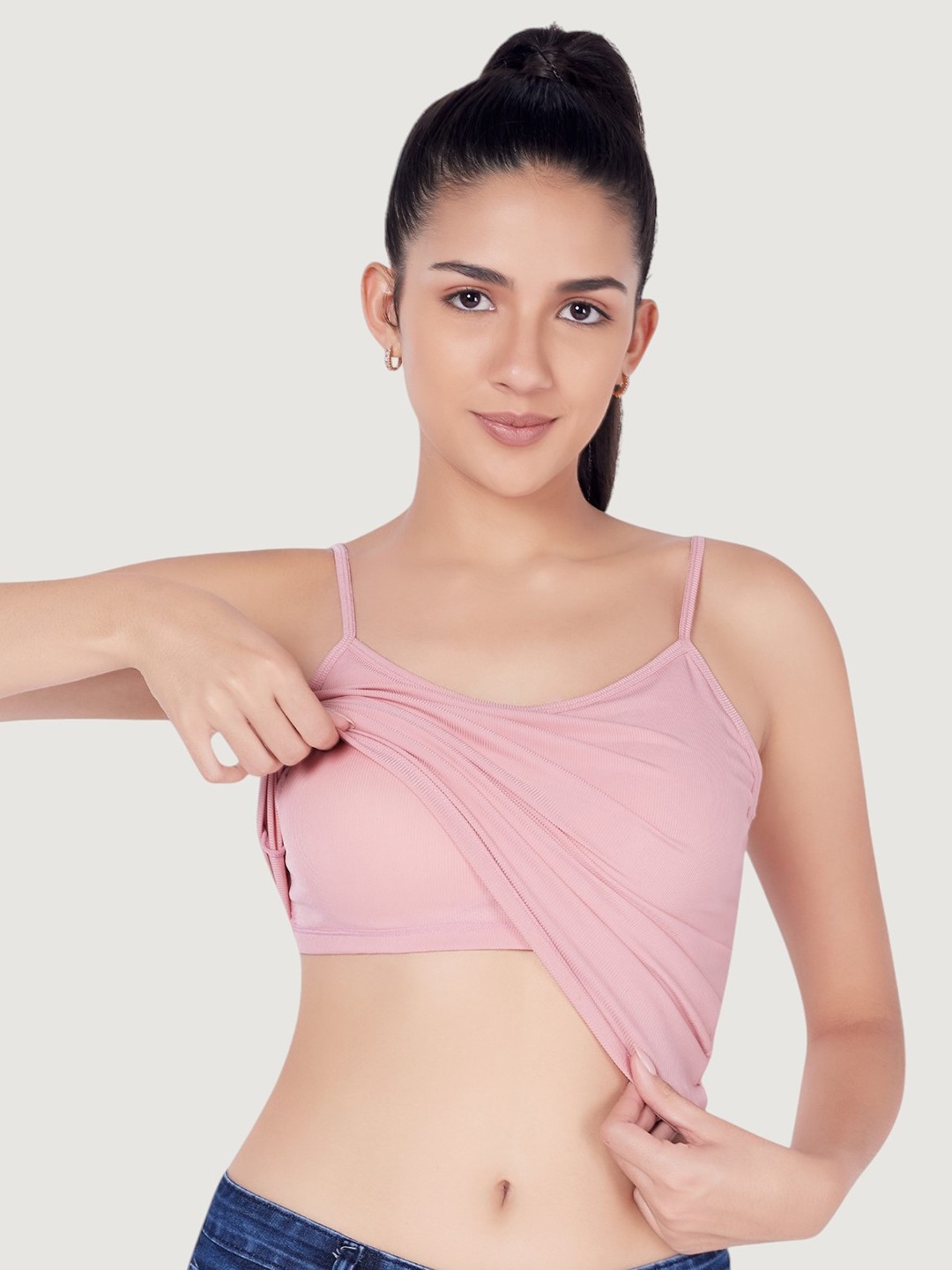 

PLUMBURY Lightly-Padded Camisole, Pink